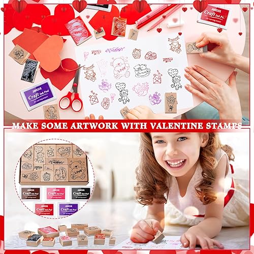 Miniatura 27 de Woanger 15 sellos de goma de madera de Navidad y almohadillas de tinta para manualidades, sello de goma de madera para álbumes de recortes