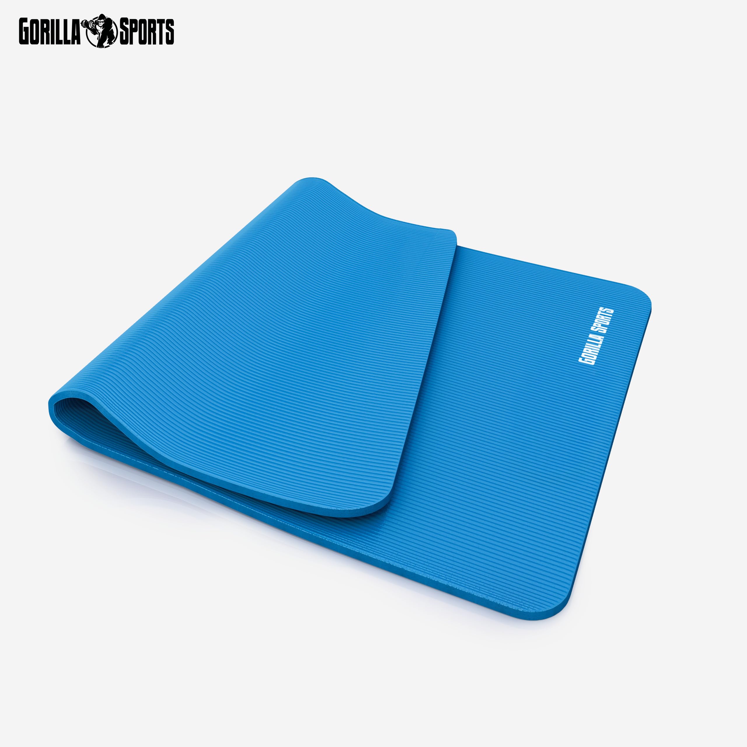 GORILLA SPORTS® Tappetino Fitness - 190x60 / 190x100 cm, Antiscivolo, Impermeabile, Gomma Nitrilica, Spessore 1,5 cm, 13 Colori a Scelta - Tappeto, Materassino Yoga, Pilates, Palestra, Allenamento