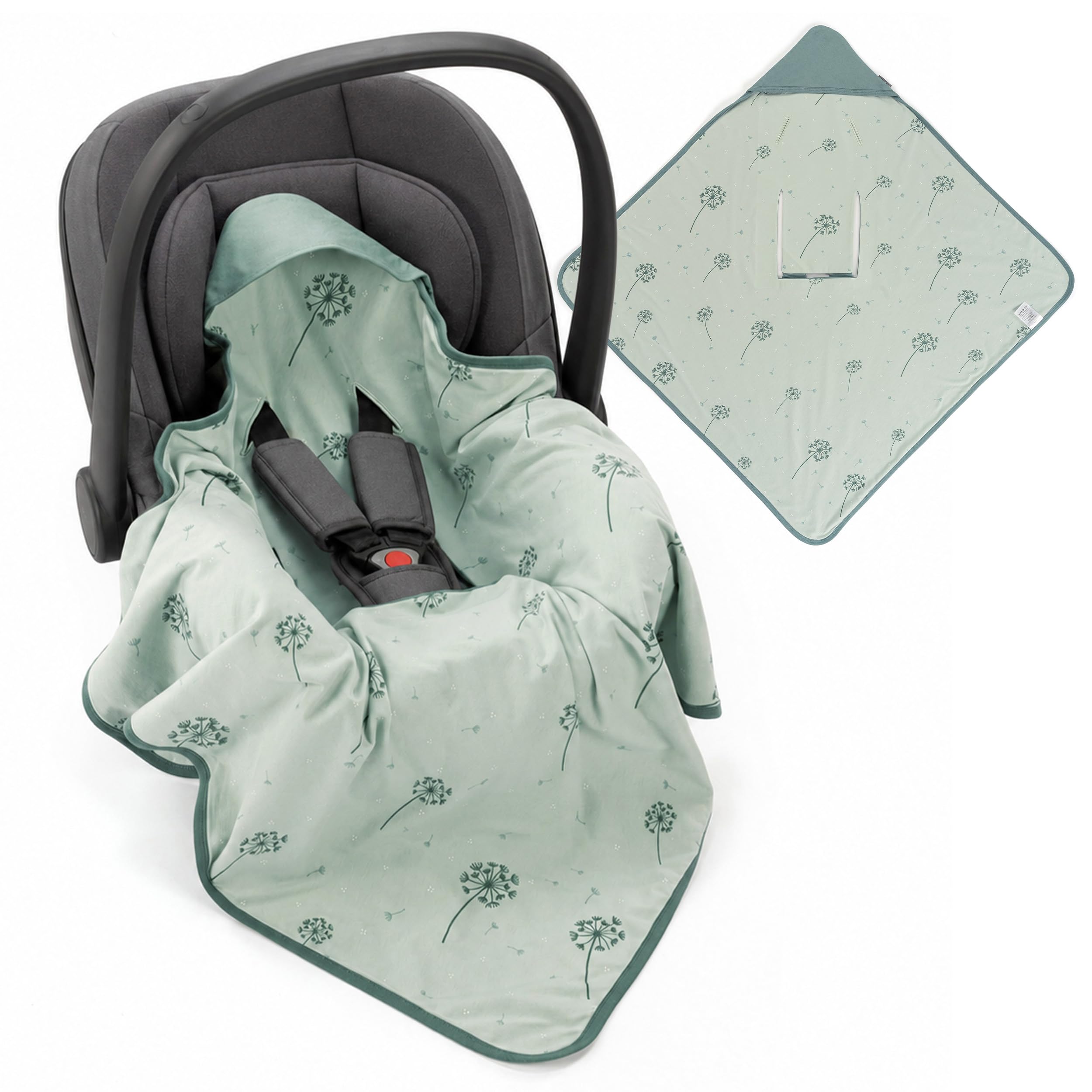 Zamboo Couverture Siege Auto Bebe - Plaid Bébé Enveloppant, Fin et Léger pour l'Été, 100% Coton, 80x80 cm, Testé Oeko-Tex Standard 100 - Vert Menthe