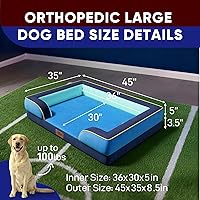 Vista 519 de Comfort Expression - Cama ortopédica para perros extragrandes, 53 x 42 pulgadas, cama impermeable y de apoyo de espuma con cojines removibles