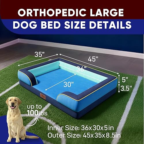 Miniatura 519 de Comfort Expression - Cama ortopédica para perros extragrandes, 53 x 42 pulgadas, cama impermeable y de apoyo de espuma con cojines removibles, con