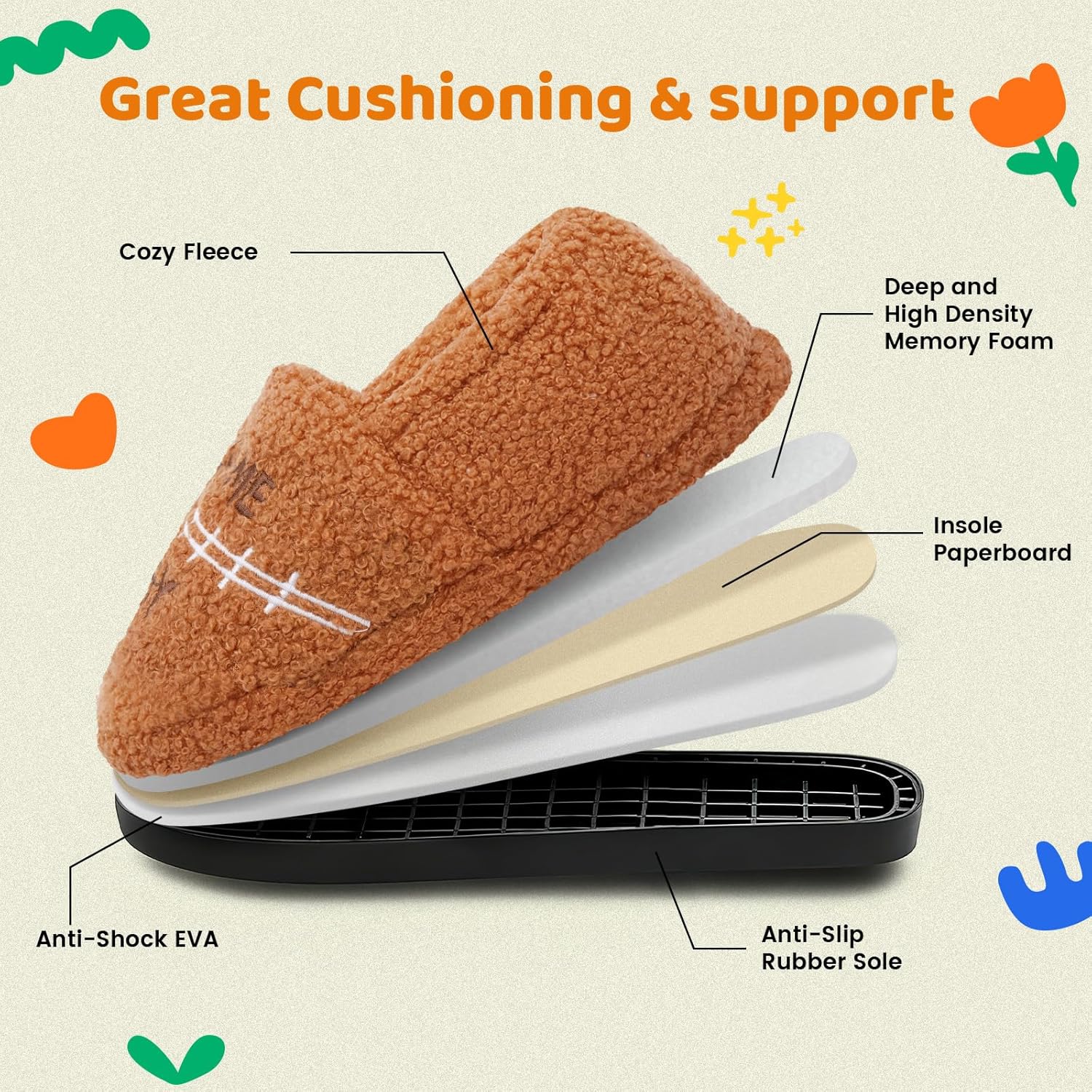 Little Kids Big Boys Ball Sports Slippers, Kids Warm House Shoes - Cute Winter Nonslip Indoor Basketball Football Baseball Slippers - Image 6