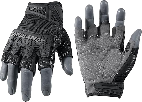 Miniatura 17 de HANDLANDY Guantes de trabajo para carpinteros de Framer con dedos abiertos, guantes sin dedos para juegos tácticos, airsoft, caza, trabajo policial