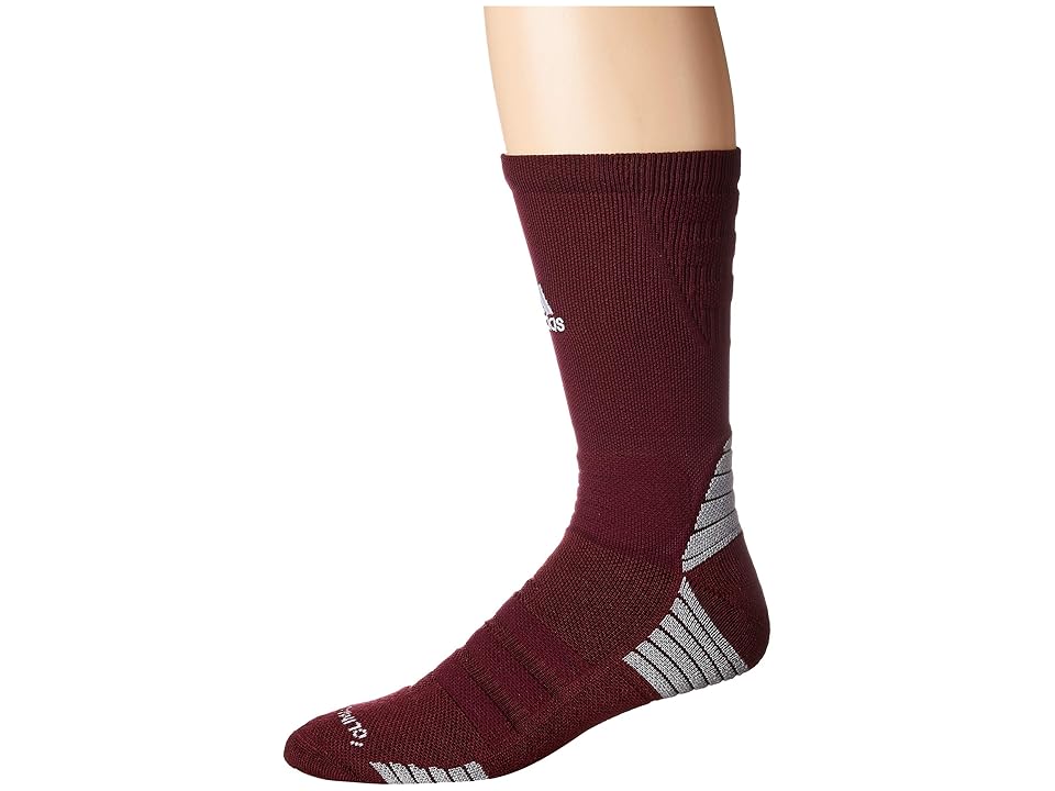 

adidas Alphaskin Maximum Cushioned Crew Sock (White/Maroon/Light Onix) Crew Cut Socks Shoes, Brown
