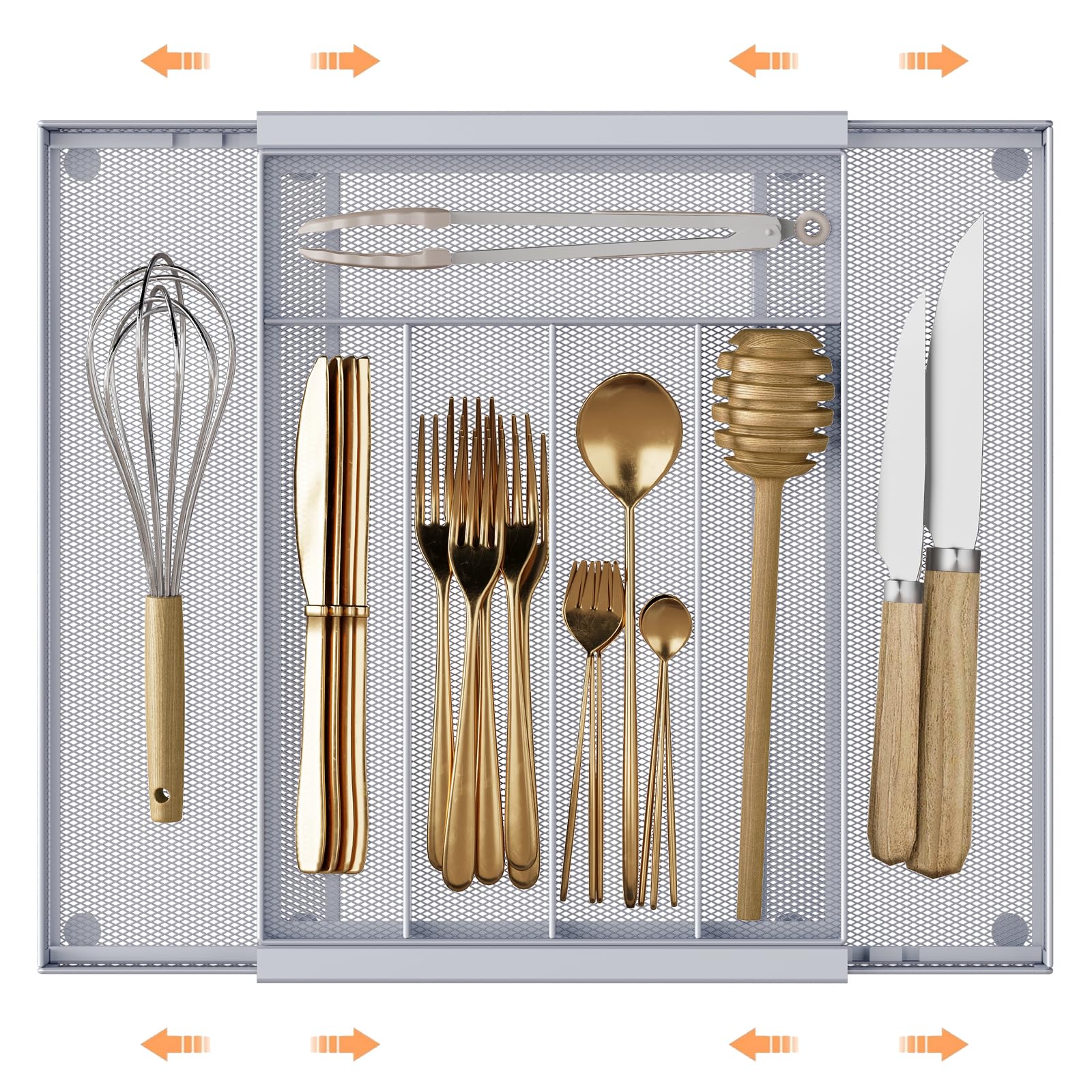 Sedegn Silverware Organizer Metal Mesh, Drawer Organizer, Utensil Cutlery Tray Expandable…