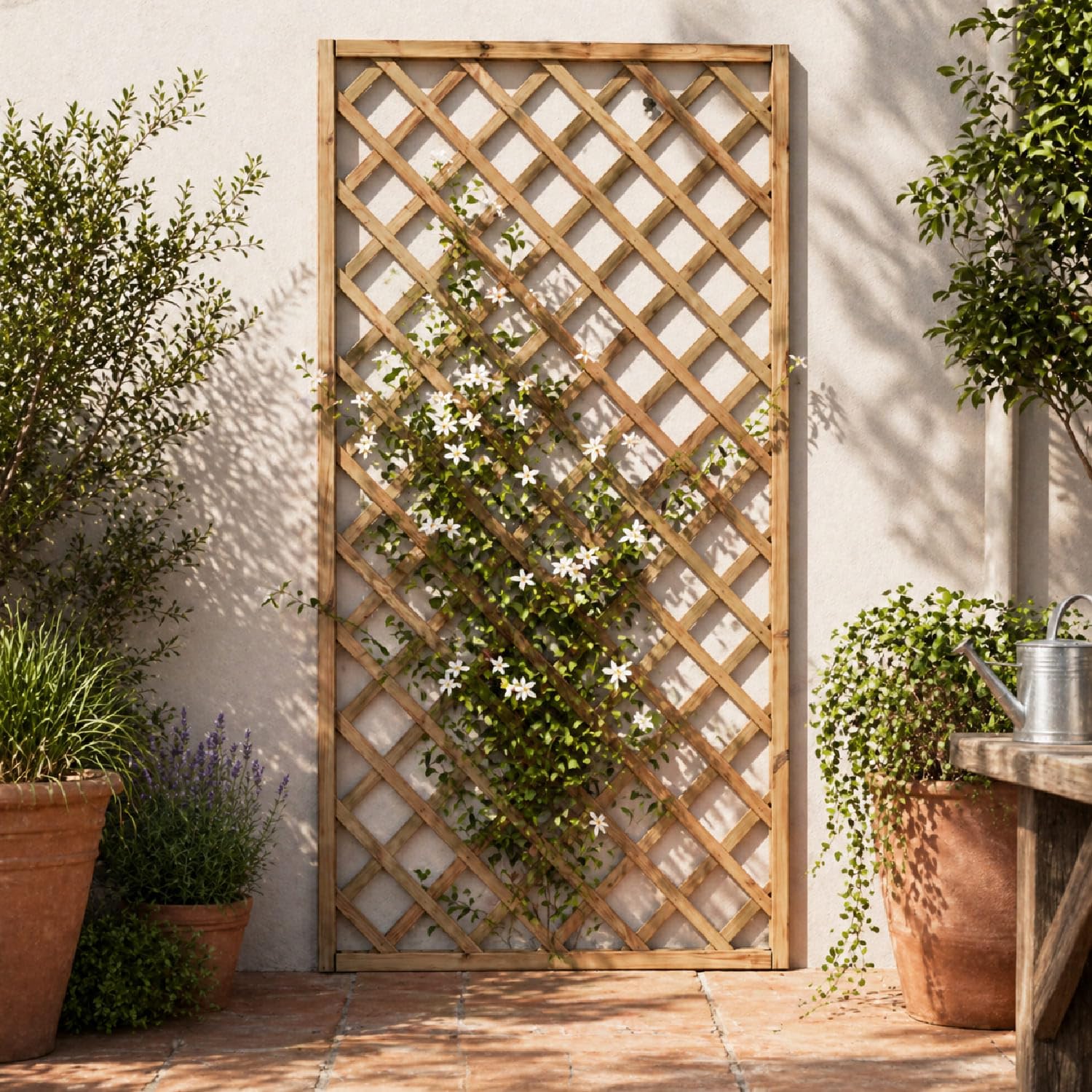 Traliccio In Legno Di Pino Impregnato Pannello Divisorio Griglia Per Giardino Balcone E Terrazza Supporto Decorazione Per Piante Rampicanti Privacy Outdoor 90 x 180 Cm Legno Naturale