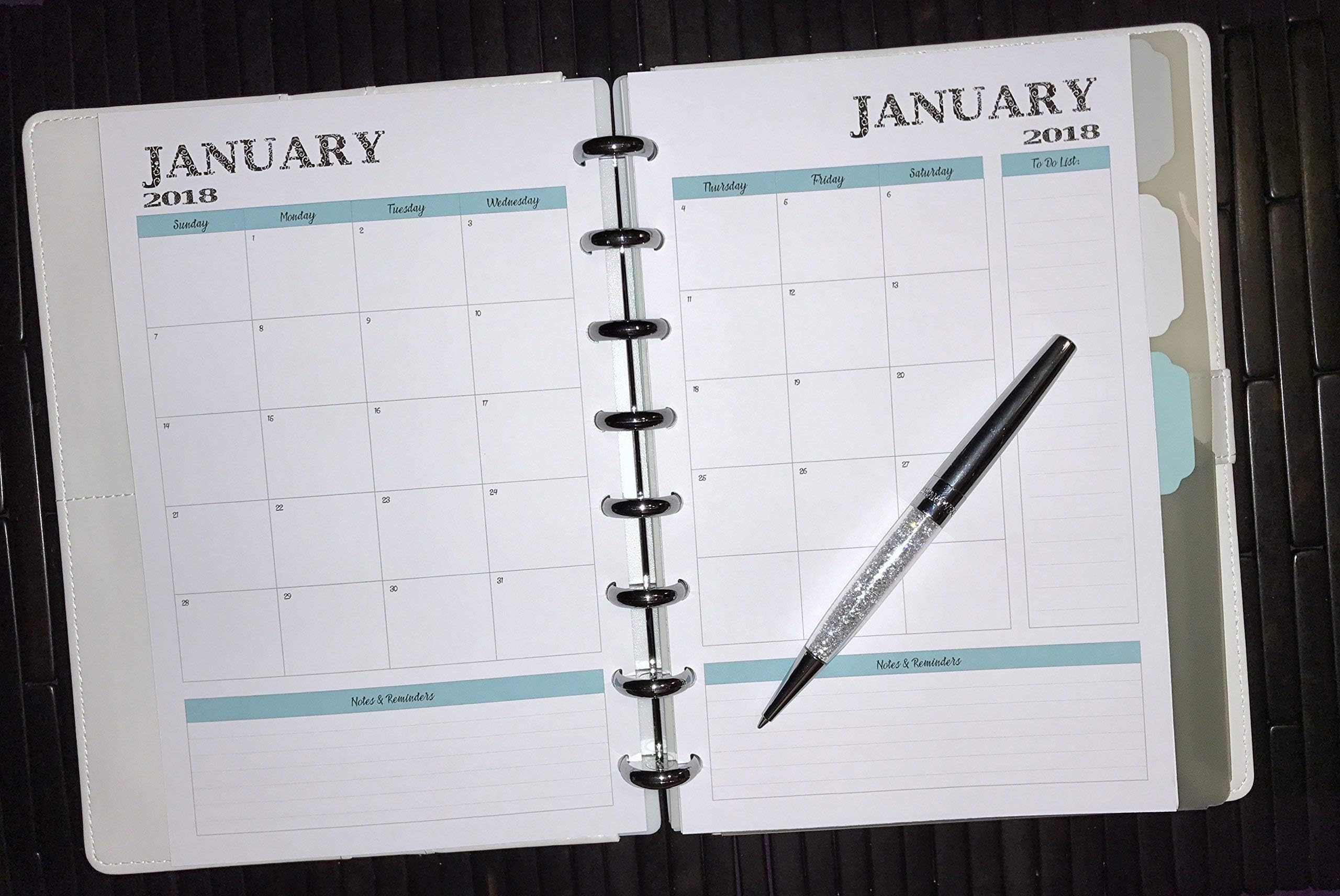 2020 | 2021 | 2022 | 2023 Monthly Dated Planner Inserts Refills | Discbound | 8 disc | 8.5" x 5.5" (A5) | Sunday Start Date | The Diamond Collection | LMN Creates