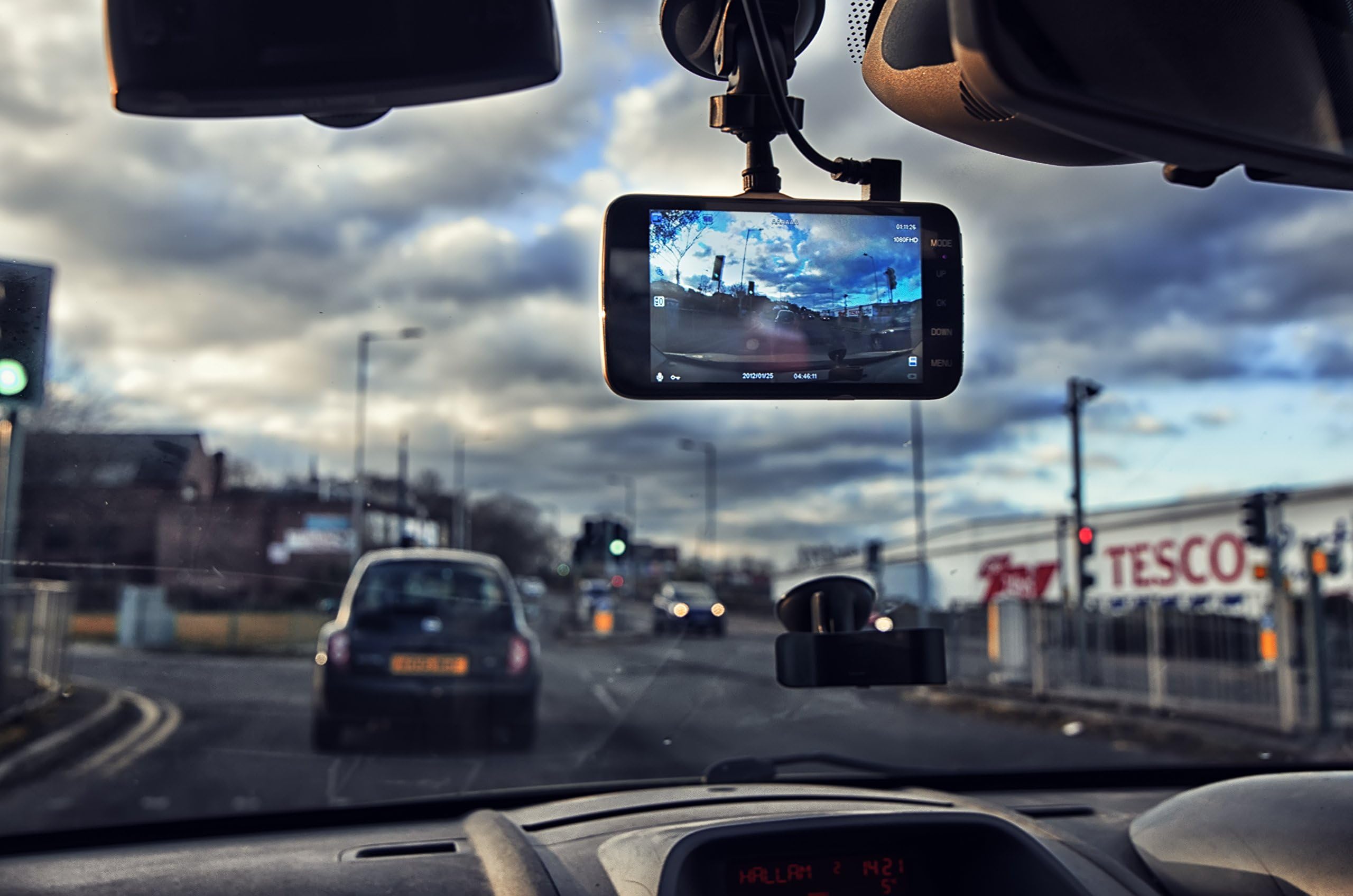 FULL HD Windscreen Dual Lens Dash Cam Rearview & Front CCTV RealTime Loop Video Recorder Security & Accident Proof Camera, Motion Detection,Night Vision,G-Sensor DashCam For Car/Van/Truck/Lorry