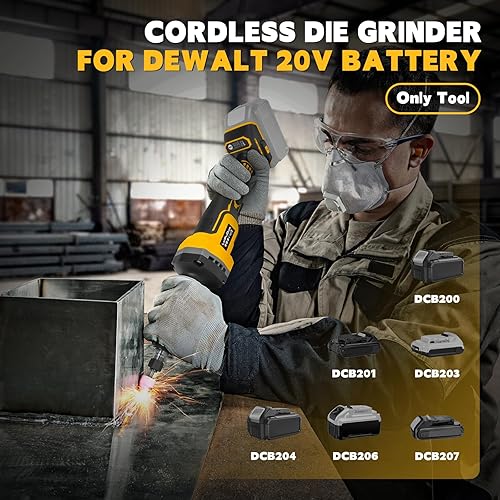 Miniatura 2 de Amoladora inalámbrica para batería Dewalt de 20 V, amoladora sin escobillas de 4 velocidades, mandril de 14 pulgadas, motor de potencia de 25000 RPM