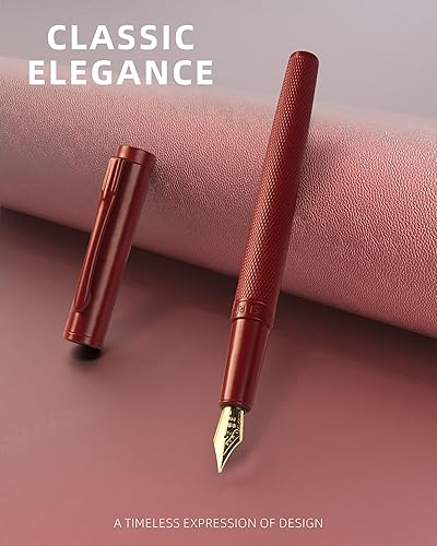 Miniatura 2 de WEMATE Juego de pluma estilográfica, punta fina, recargable, 30 cartuchos de tinta (15 negros y 15 azules), con convertidor, bolígrafo de metal