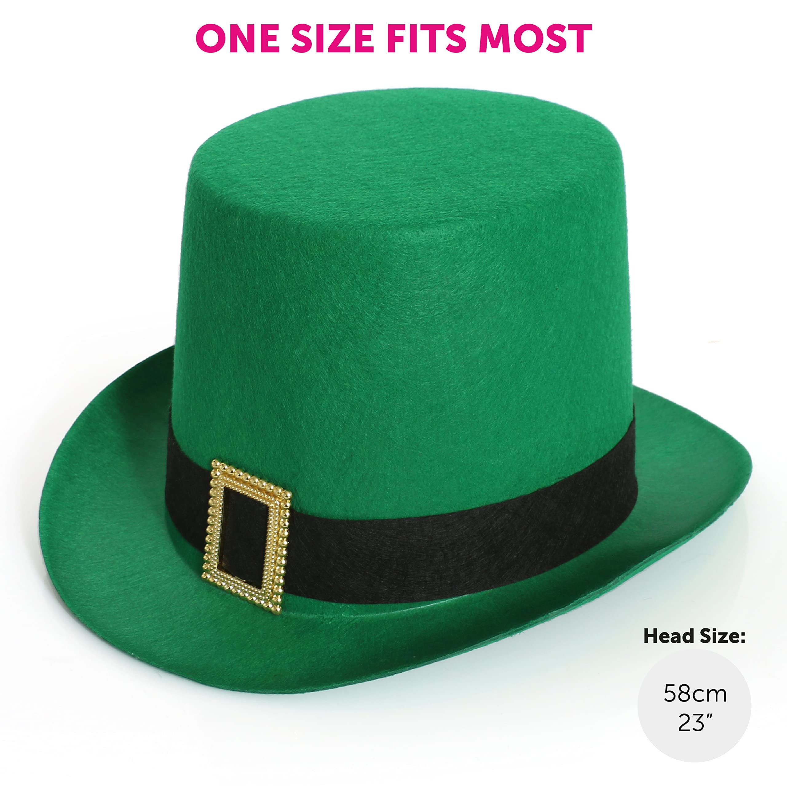 ILOVEFANCYDRESS - Sombrero y tirantes para cualquier evento irlandés de San Patricios del Día de San Paddy con hebilla de sombrero verde (4 unidades)