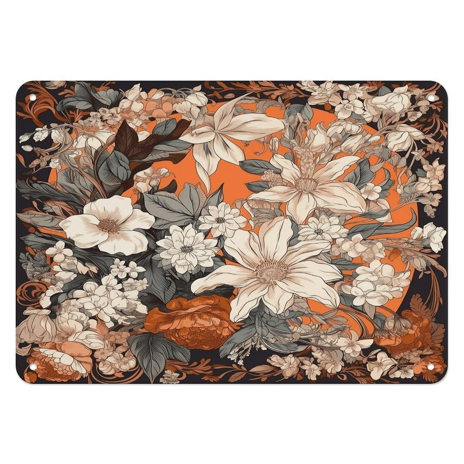 Fekiloot Style Orange And White Wall Decor Iron Painting Metal Sign