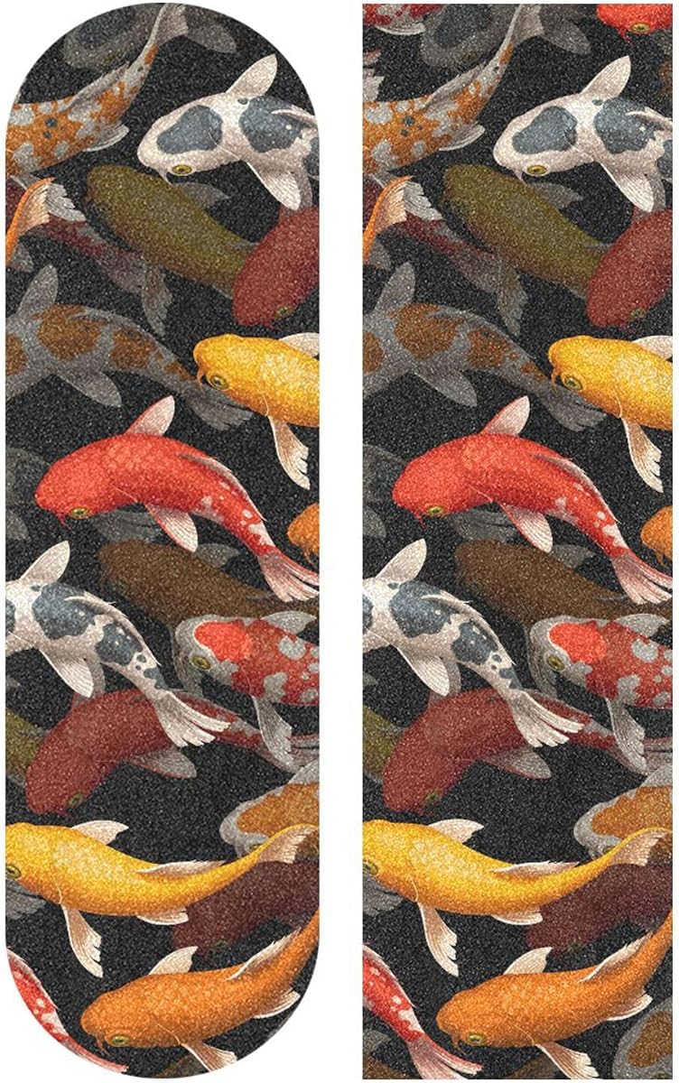 3D Koi Fish Skateboard Grip Tape Deck Sandpaper for Rollerboard 10" x 44"