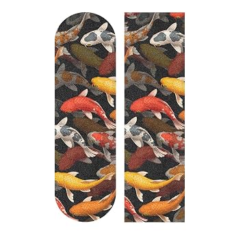 Kigai 3D Koi Fish Skateboard Grip Tape Deck Sandpaper for Rollerboard 10" x 44"