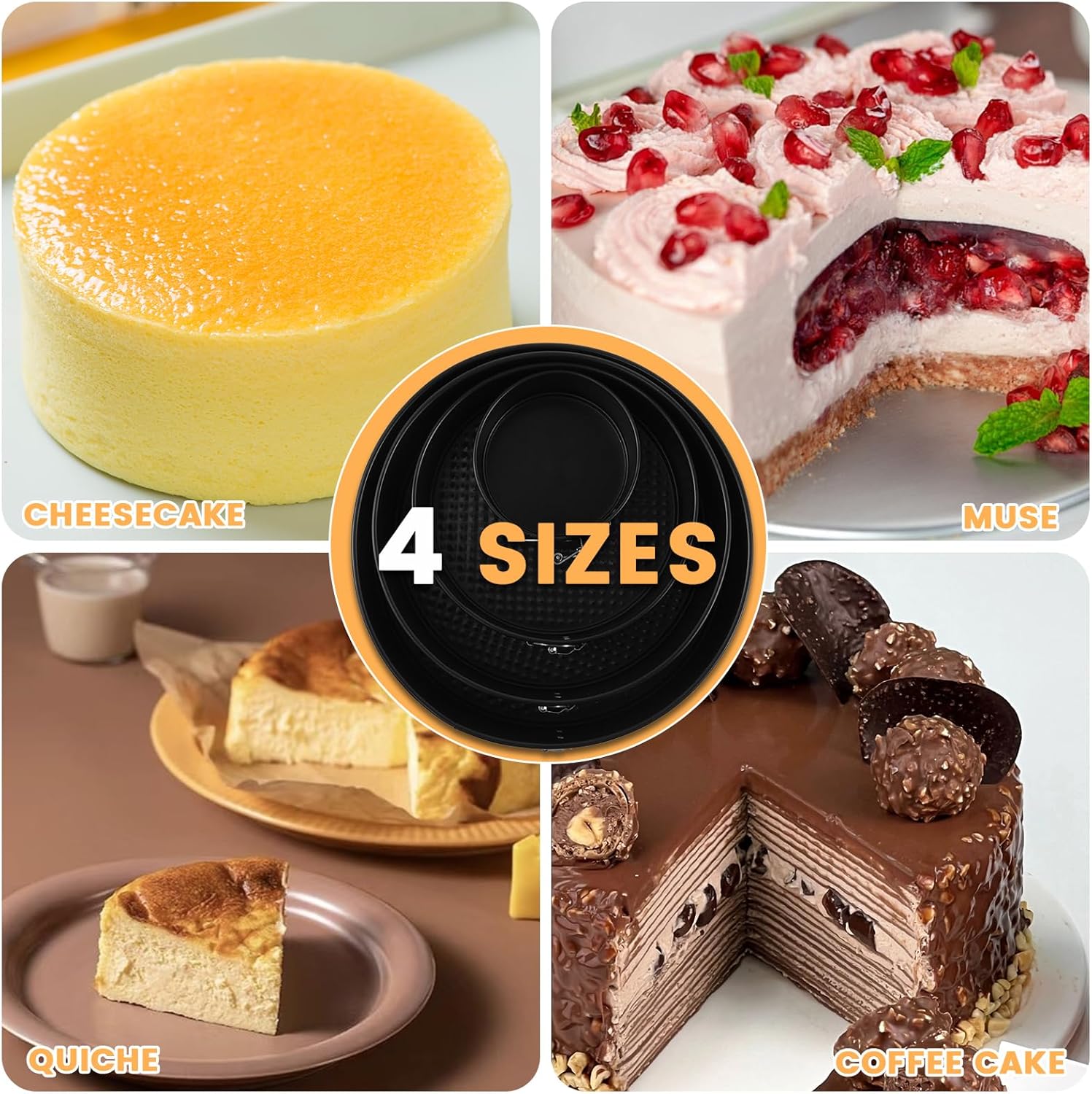 Springform Cake Pan Nonstick Springform Pan Set Leakproof Cake Pan Set Removable Bottom Cheesecake Pan Easy Release Round Cake Pans for Baking Cakes Cheesecakes