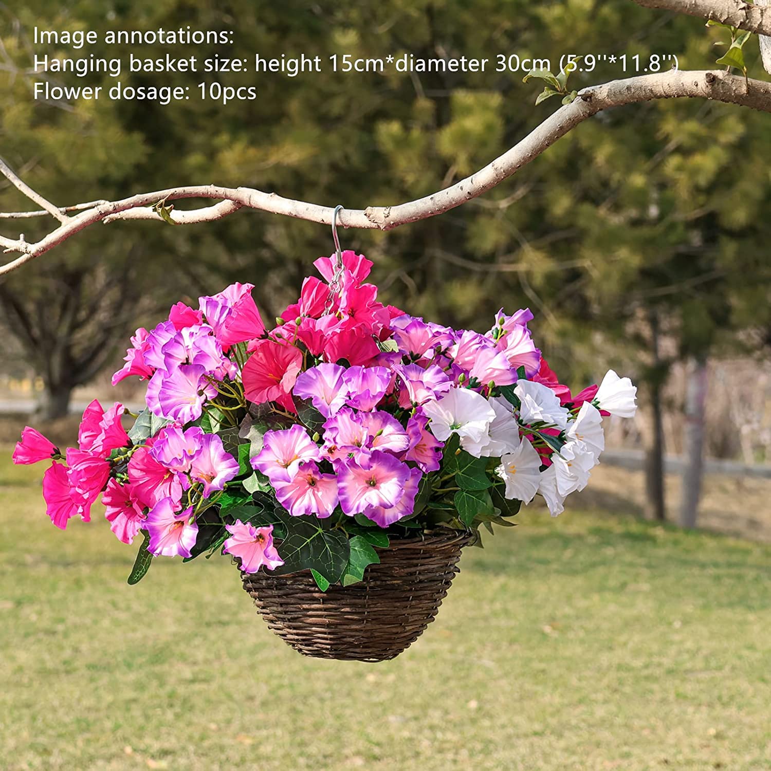 21 fasci di fiori artificiali per esterni, resistenti ai raggi UV, non sbiadiscono, fiori finti in plastica, arbusti finti per giardino, portico, finestra, decorazione per la casa (viola