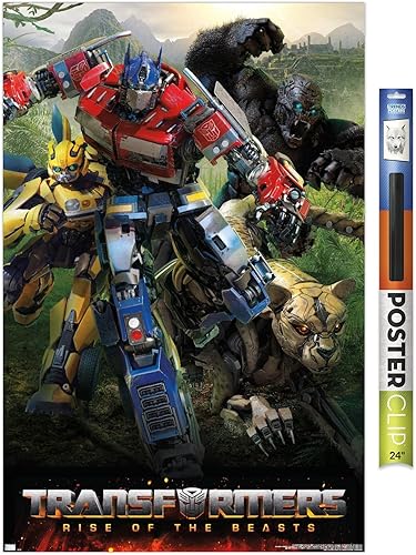 Hasbro Transformers Rise of the Beasts - Póster de pared Big 4, 34 pulgadas de largo x 22.4 pulgadas de ancho, paquete de póster y clip