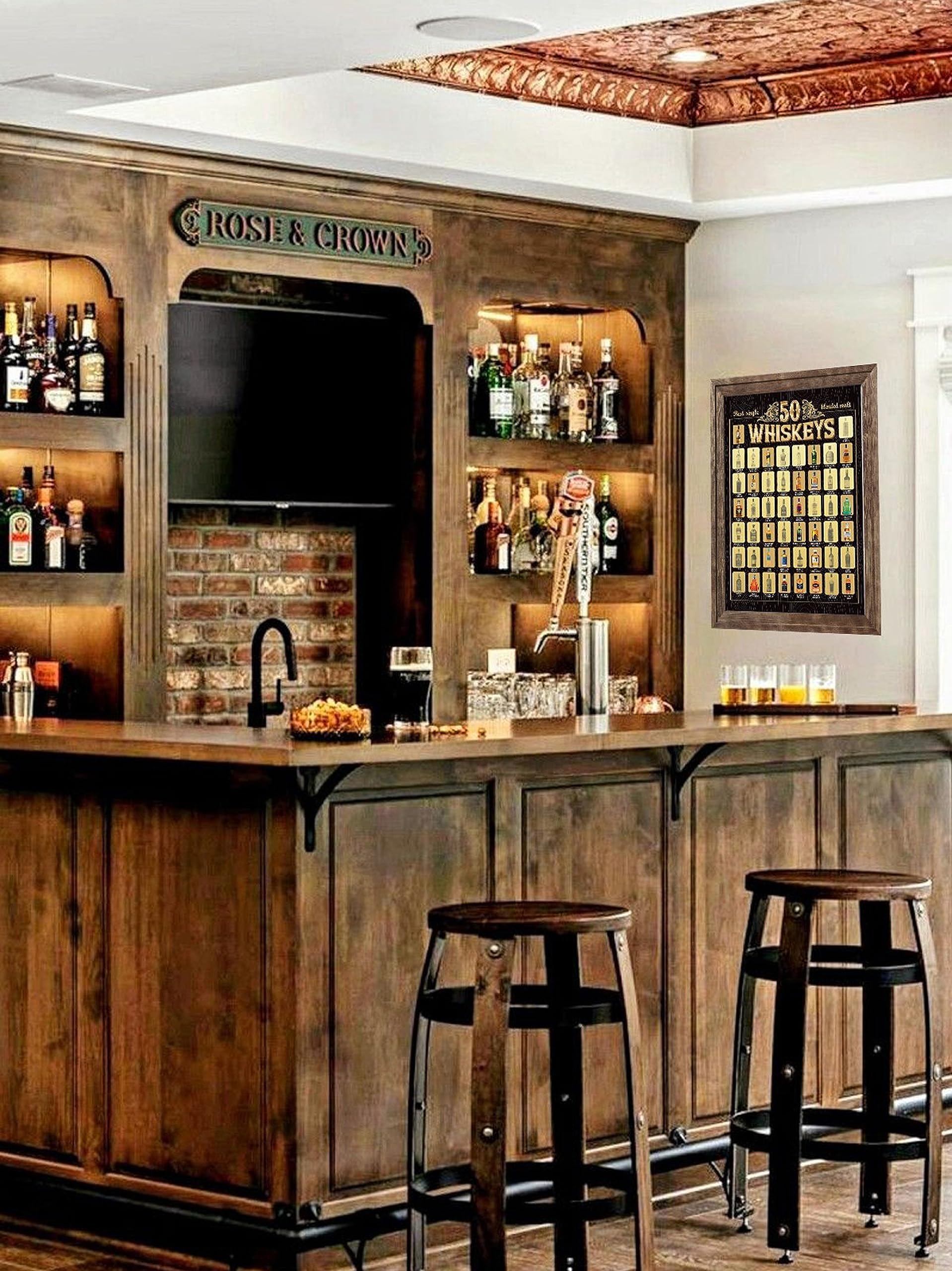 The Whiskeys Bucket List – Rubbelposter | Top 50 Whiskeys | Tolles Whiskey-Geschenk für Männer und Whisky-Liebhaber
