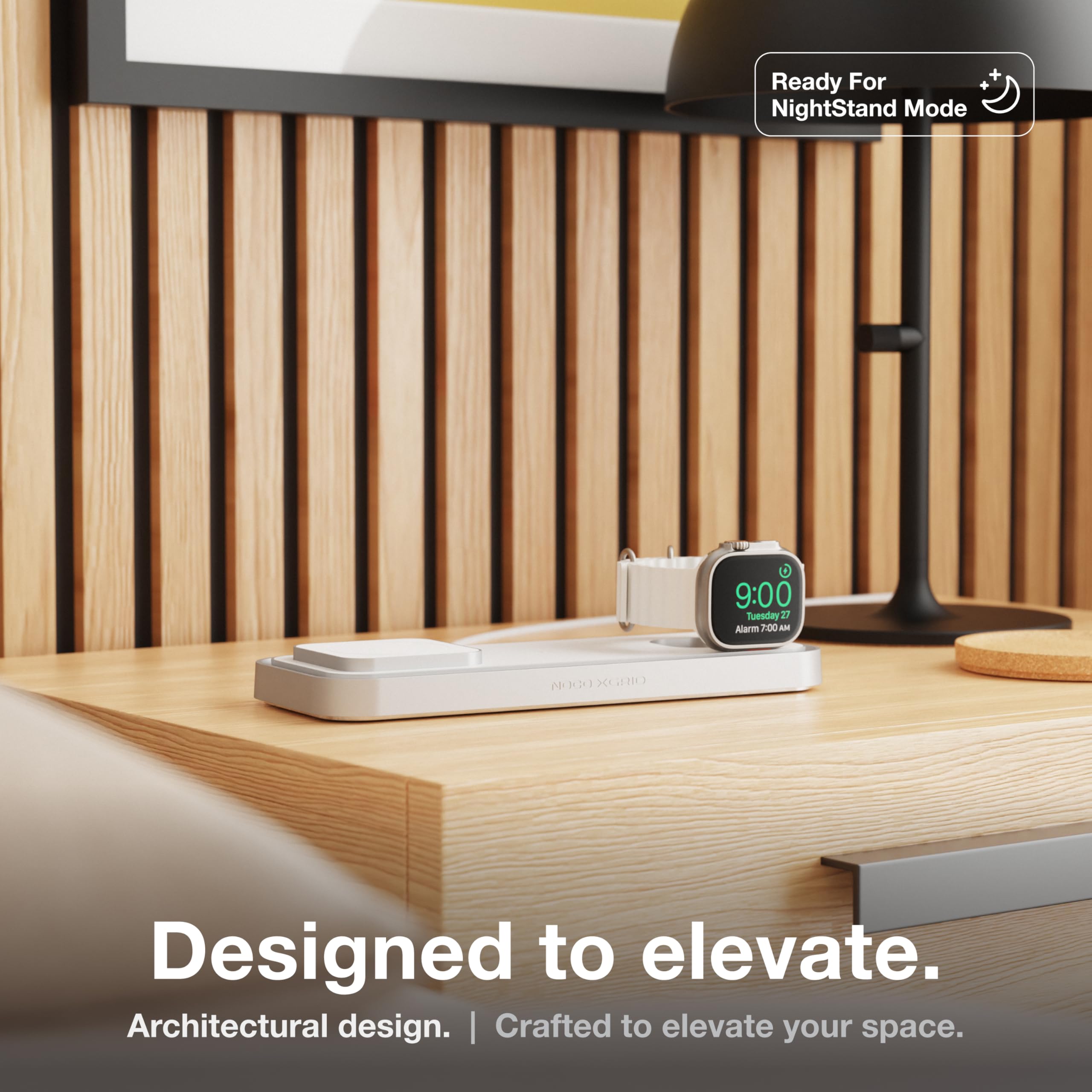 NOCO XGrid XDP3: Base di Ricarica Wireless 3-in-1 – Stazione di Ricarica per iPhone, Apple Watch e AirPods – Compatibile MagSafe, Certificata Qi2 – Con Caricatore USB-C 45W e Cavo da 2m
