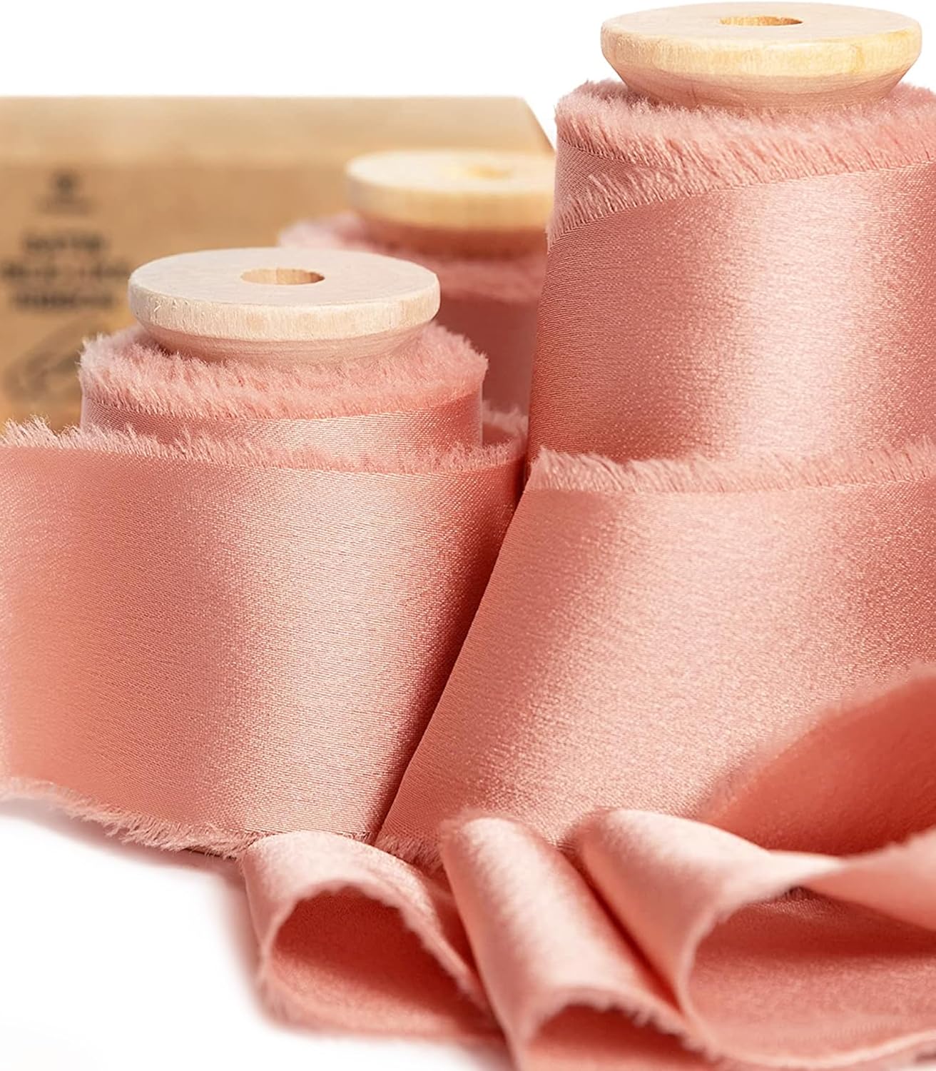 Vitalizart Pink Silky Satin Ribbon, 1.5'' x 15 Yard with Wooden Spool ...