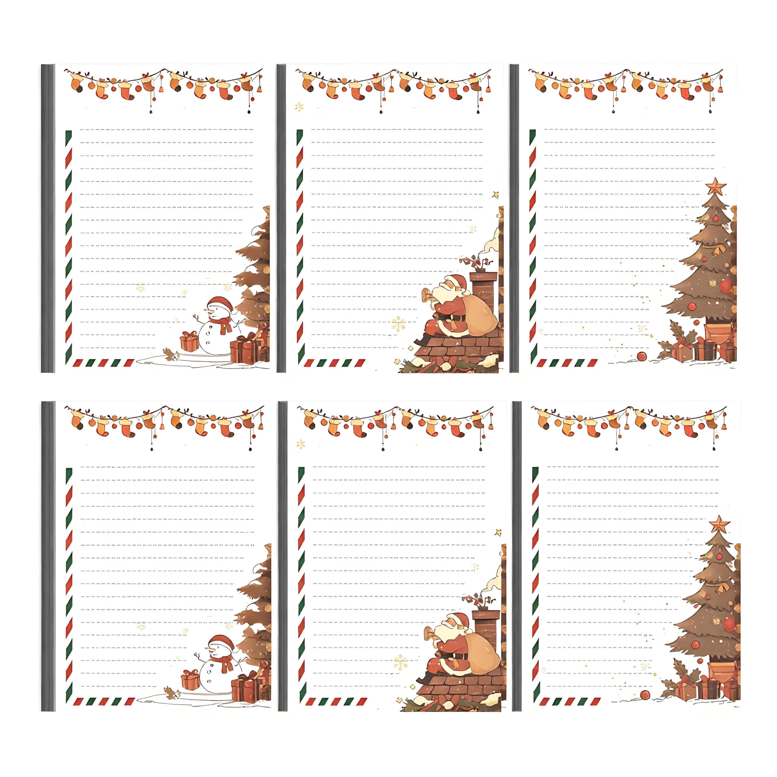 60Pcs Christmas Stationery Paper 3 Styles Double Sided,Letter to Santa Kit