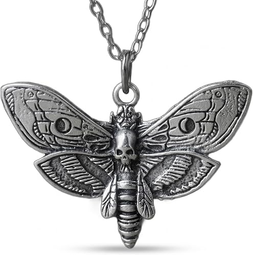 coventum Death Moth Necklace for Women Men, Moth Necklace Gothic Jewelry, Death 
