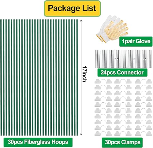 Miniatura 7 de Cubiertas para plantas, protección contra la congelación, cubierta flotante de hilera de 10 x 50 pies con aros de invernadero, túnel de cultivo, 6