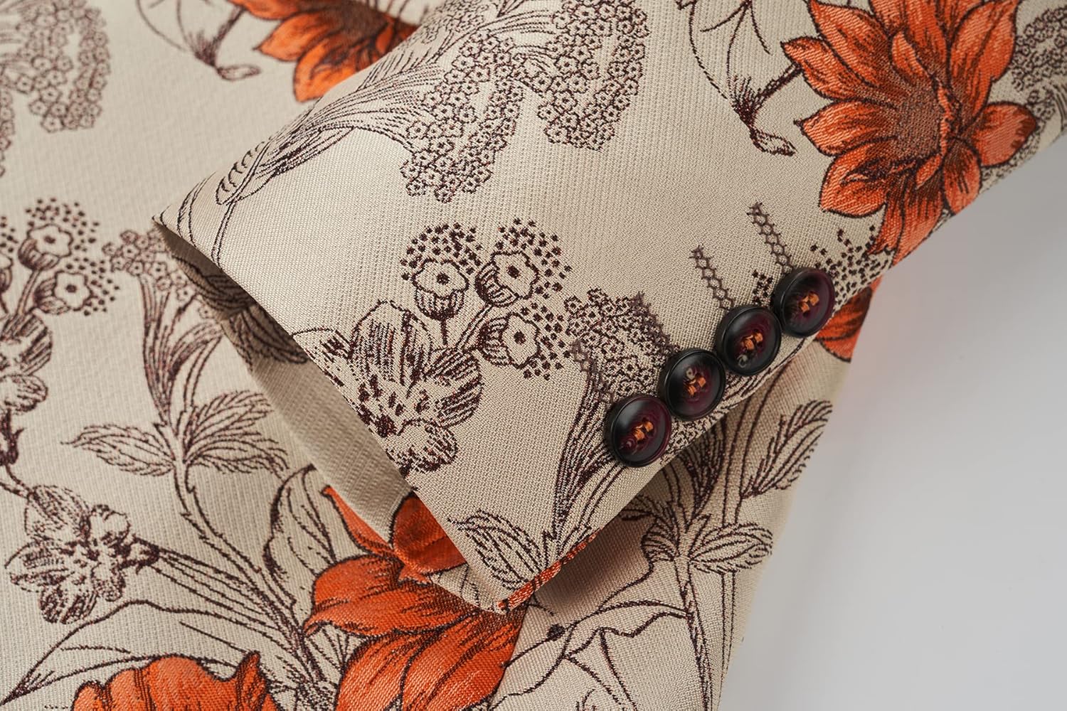 MOGU Mens Floral Blazer Slim Fit Elegant Tuxedo Jacket for Daily Prom Party - Image 4