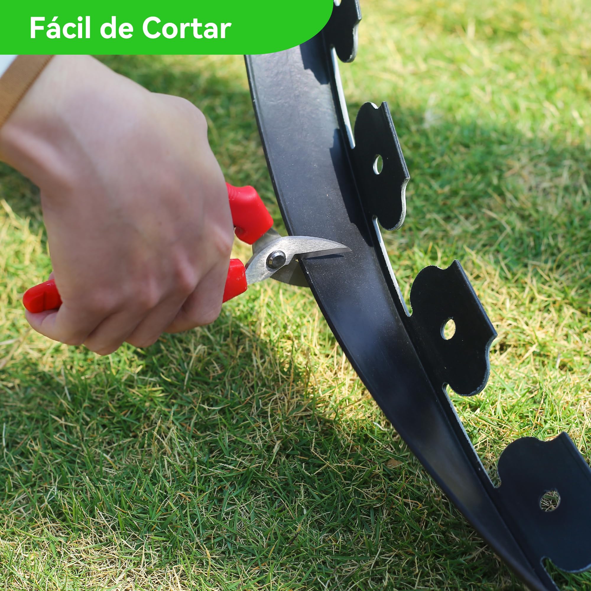 10cm de Alto 12m Borde de Jardín Sin Excavar con 60 Piquetas de Plástico de 20cm y 4 Conectores – Kit de Borde para Jardín con Tijeras para Paisajismo, Césped, Macizos de Flores y Patio
