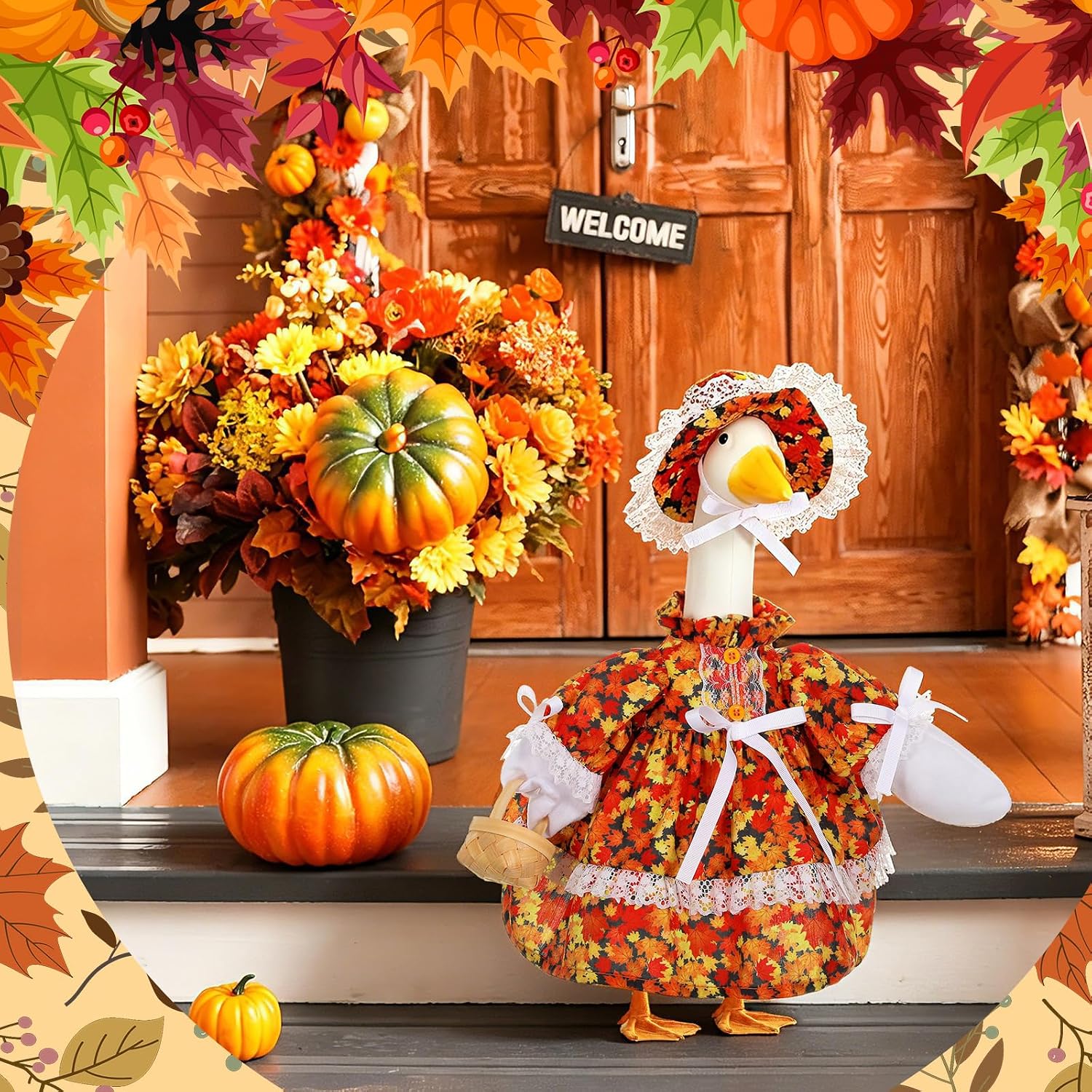 FuWeave Fall Porch Goose Outfit for Lawn Cement image 4