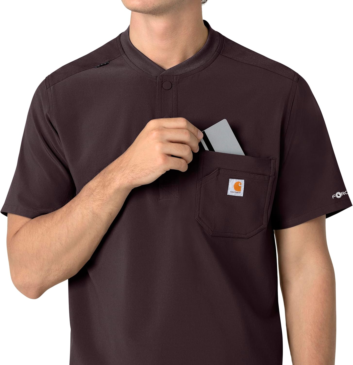 Carhartt Scrubs for Men Force Cross-Flex Henley Tops with 3 Pockets