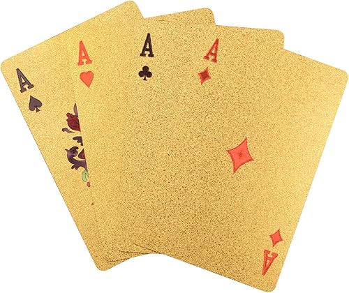 Miniatura 2 de ONE250 Premium 54pcsPack 24K Gold Foil Plated Poker Impermeable Lavable Plegable PVC Plástico Naipes