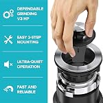 Kraus KWD100-33MBL WasteGuard Haute vitesse 1/3 HP Alimentation continue Élimination des ordures moteur ultra-Quiet avec montage de connexion rapide, 14 De pouce, noir