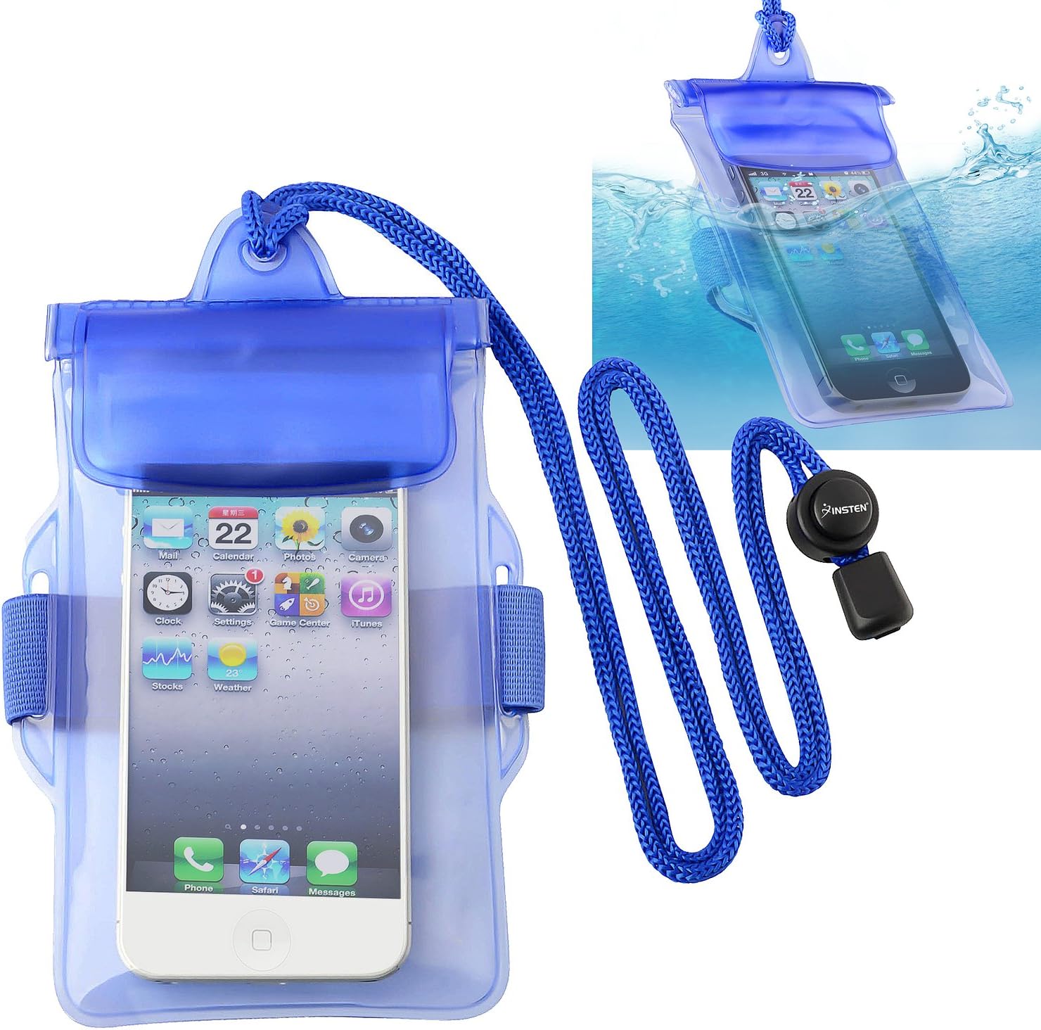 Insten Waterproof Bag Case for Cell Phone/PDA - Retail Packaging - Blue