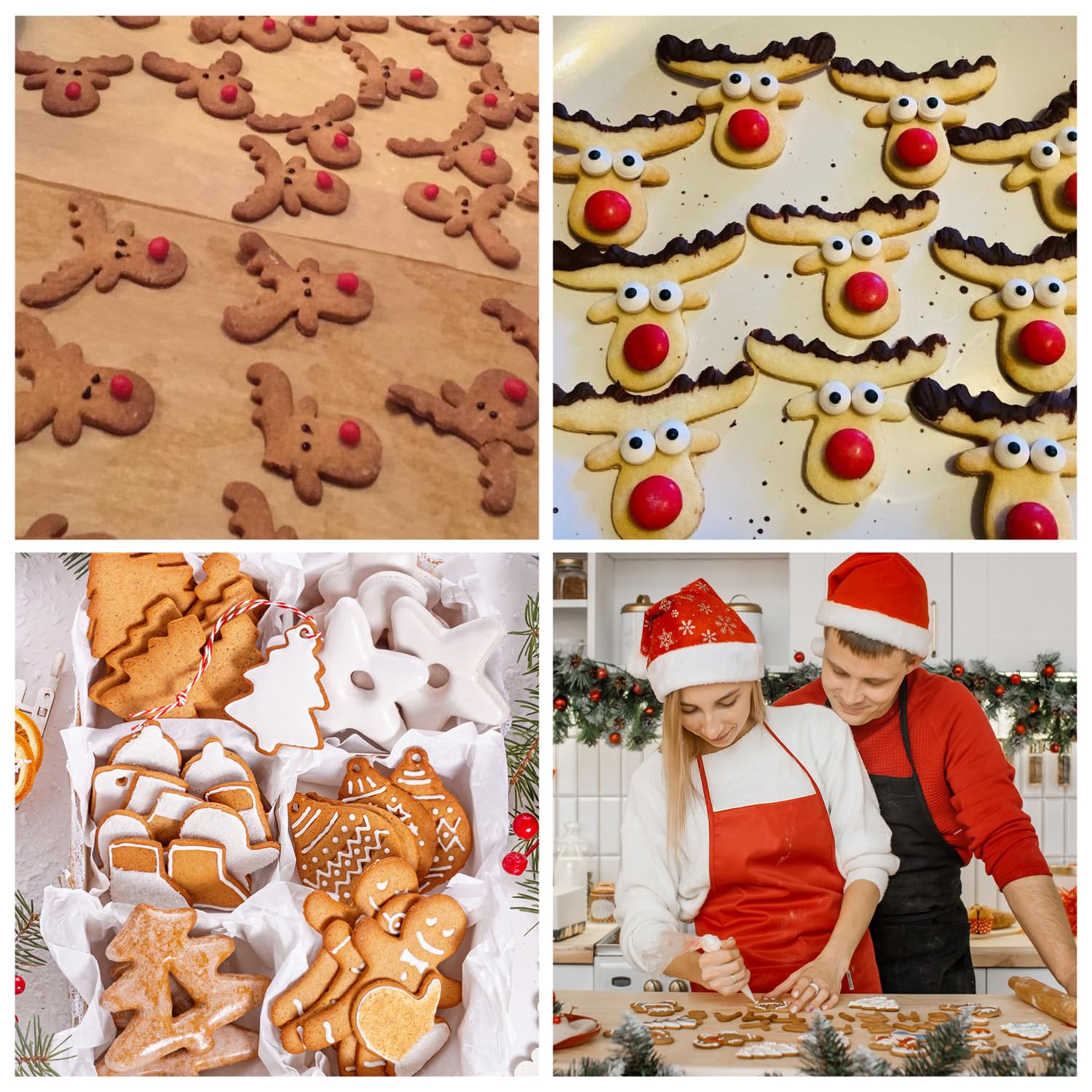 Ausstechformen Weihnachten, 4 Stück Schneemann Plätzchen Ausstecher, Edelstahl Plätzchenausstecher Weihnachtsbaum, Groß Elchkopf Keksausstecher, Engel Cookie Cutter Geschenke für Backen Küche, Haushalt & Wohnen