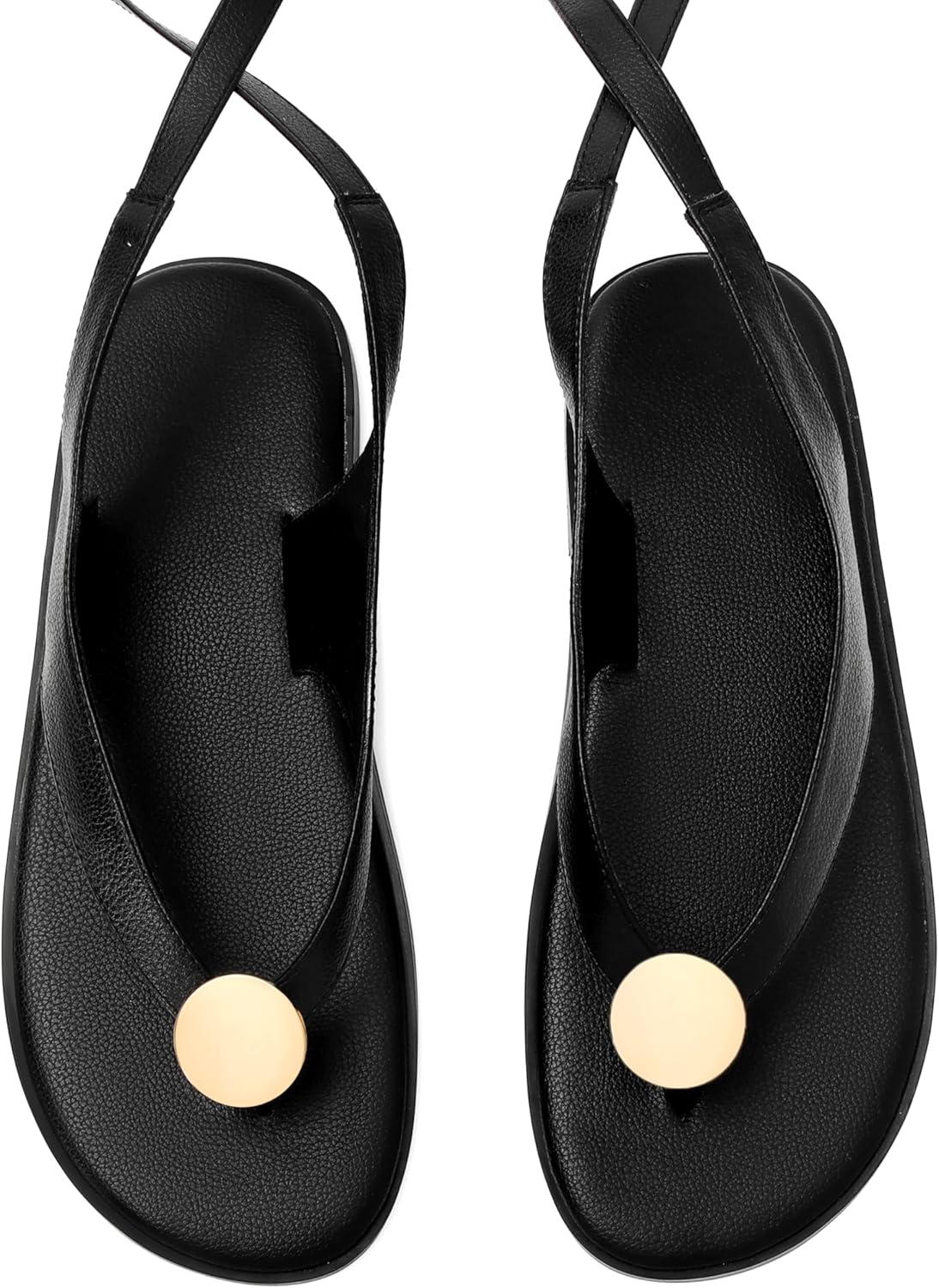 Flat Sandals for Women Strappy Sandals Comfortable Dressy Beach Flip Flop Slides Thong Sandals for Women with Metal Circular - Image 3