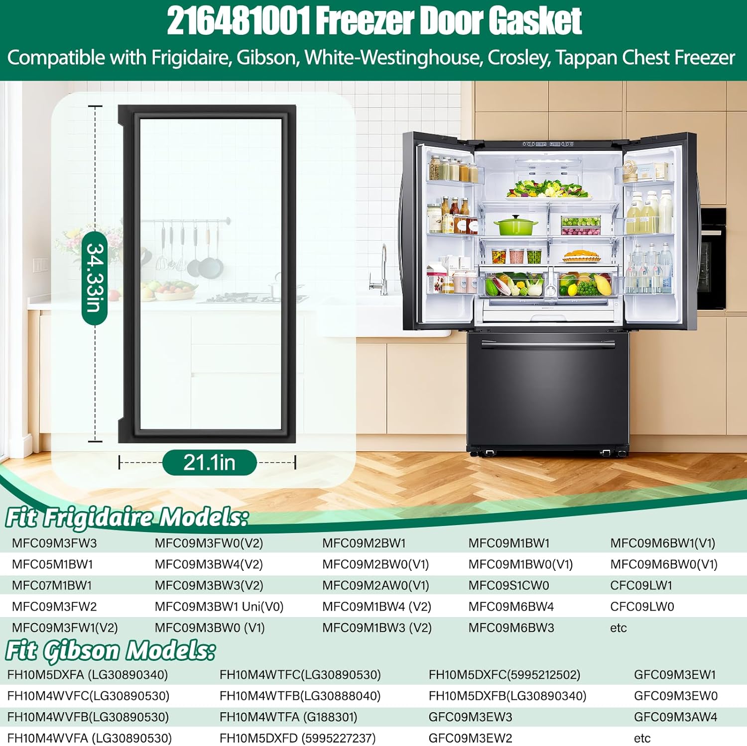 UPGRADED DA63-06542B Refrigerator Door Gasket Replacement Compatible with Samsung Refrigerator Parts Door Seal, Replaces RF26HFENDBC RF26VACBP RF266AEBP RF263BEAESG RF266ADBP Freezer Door Gasket