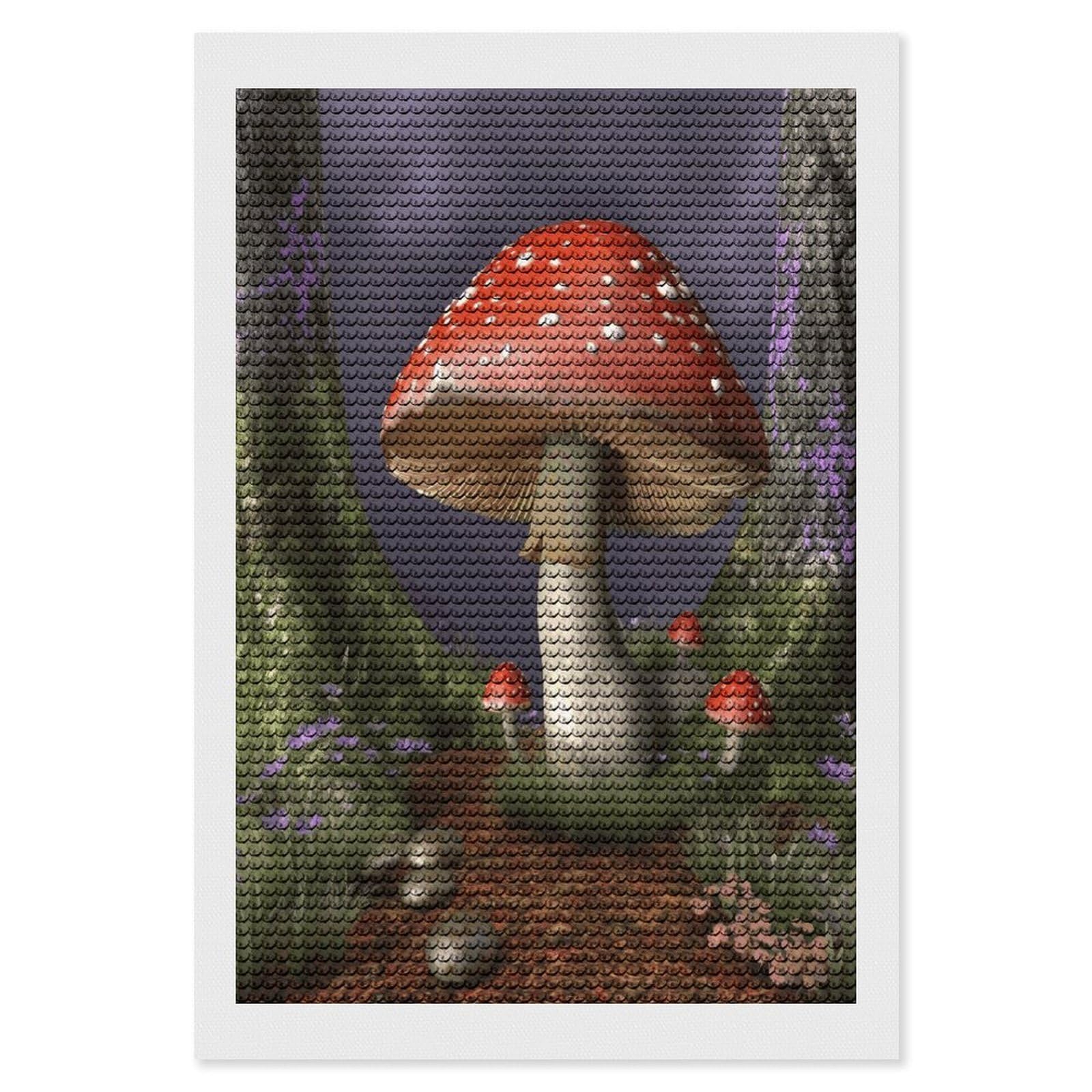 VstaDank Mushroom Diamond Painting Kits Exquisite DIY Full Round Drill Diamond Dots Painting for Adults Beginner Diamond Photo Paint with Diamond Picture Art Wall Decor 8"x12"