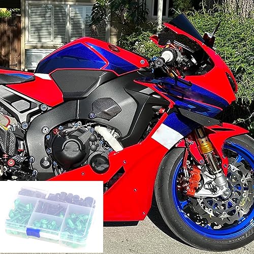 Miniatura 2 de Worldmotop - Kit de tornillos de carenado universal compatible con Yamaha, Honda, Kawasaki, Suzuki, BMW, kit de pernos métricos y tuercas (verde)