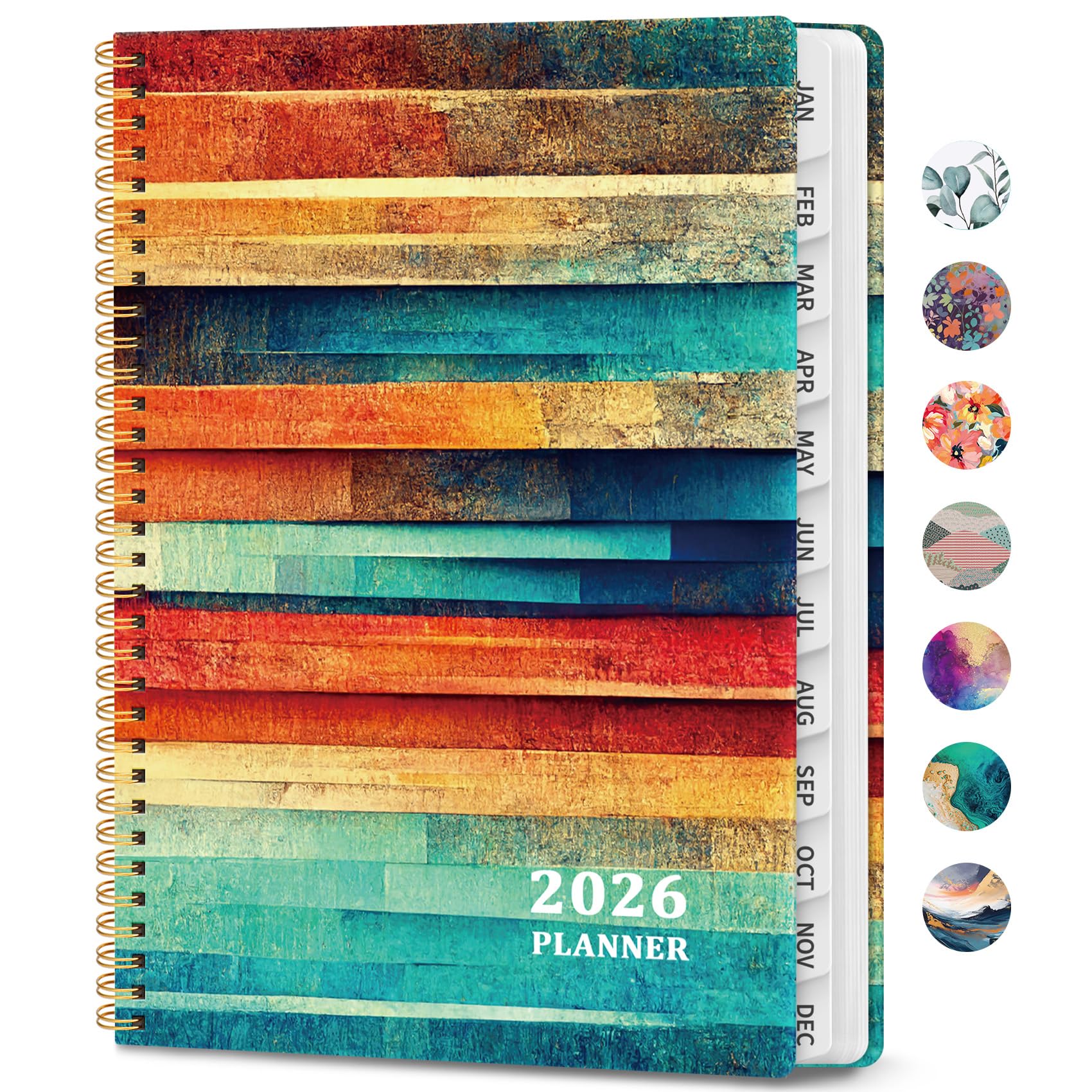 2026 Planner, Weekly and Monthly Calendar Planner Book, January 2026 - December 2026, Hardcover Spiral Planner with Monthly Tabs, Notes Pages, Perfect