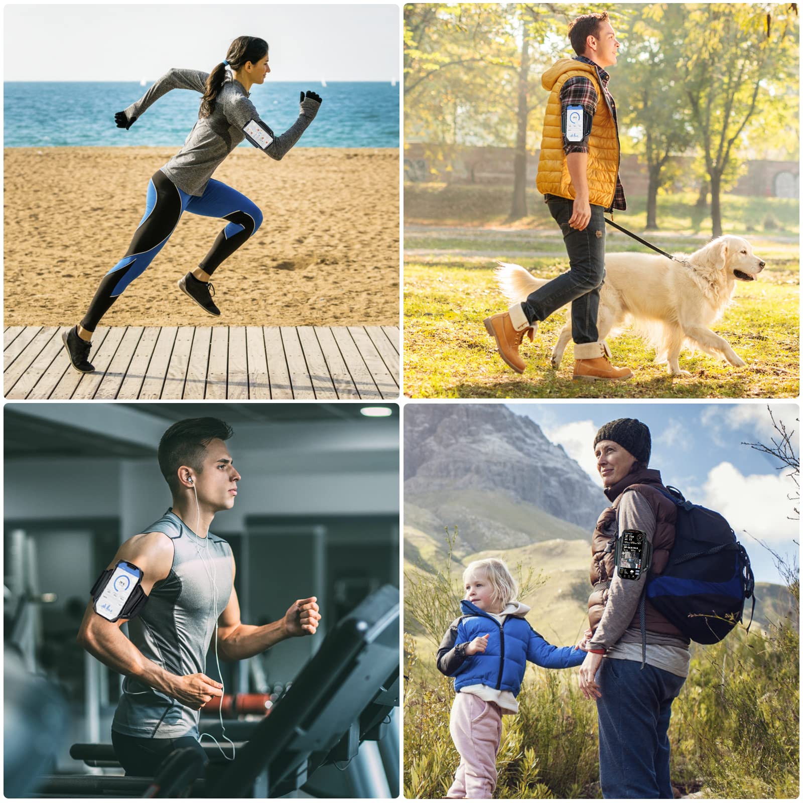 Cikyner Fascia da Braccio Sportiva da Corsa, Supporto per Telefono da Corsa Girevole e Staccabile a 360° con Tasca per Auricolari/Contanti per iPhone 4,5-7 Pllici per Palestra Corsa Escursioni