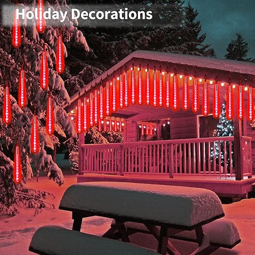 Vista 20 de JJGoo Luces de Navidad, luces de lluvia de meteoritos, 10 tubos de 12 pulgadas, 240 LED, luz de carámbano, luz de lluvia para exteriores