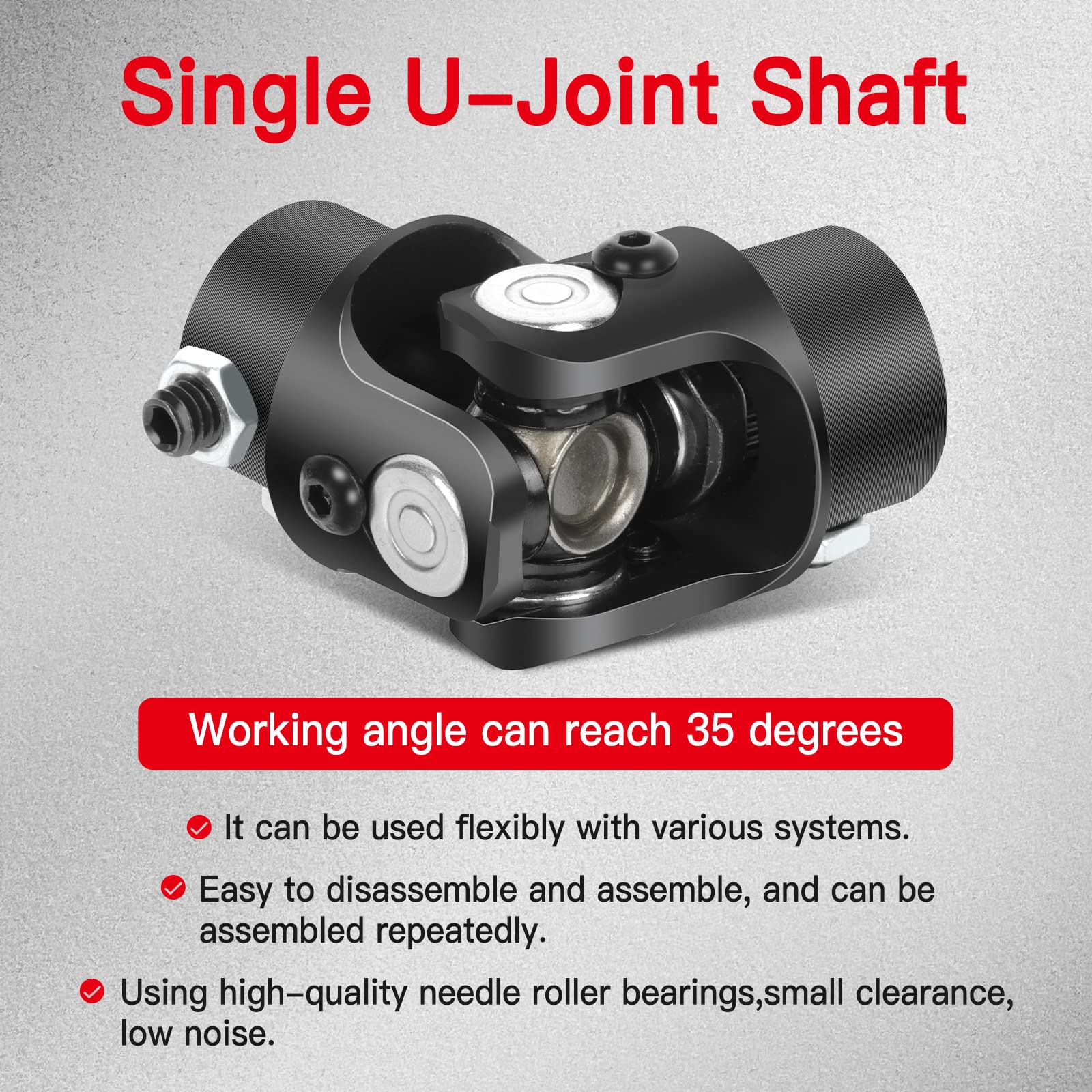 CCIUY Single Steering U-Joint – 3/4-36 Spline X 3/4 DD Universal Joint, 83mm, Needle Bearing - View #10