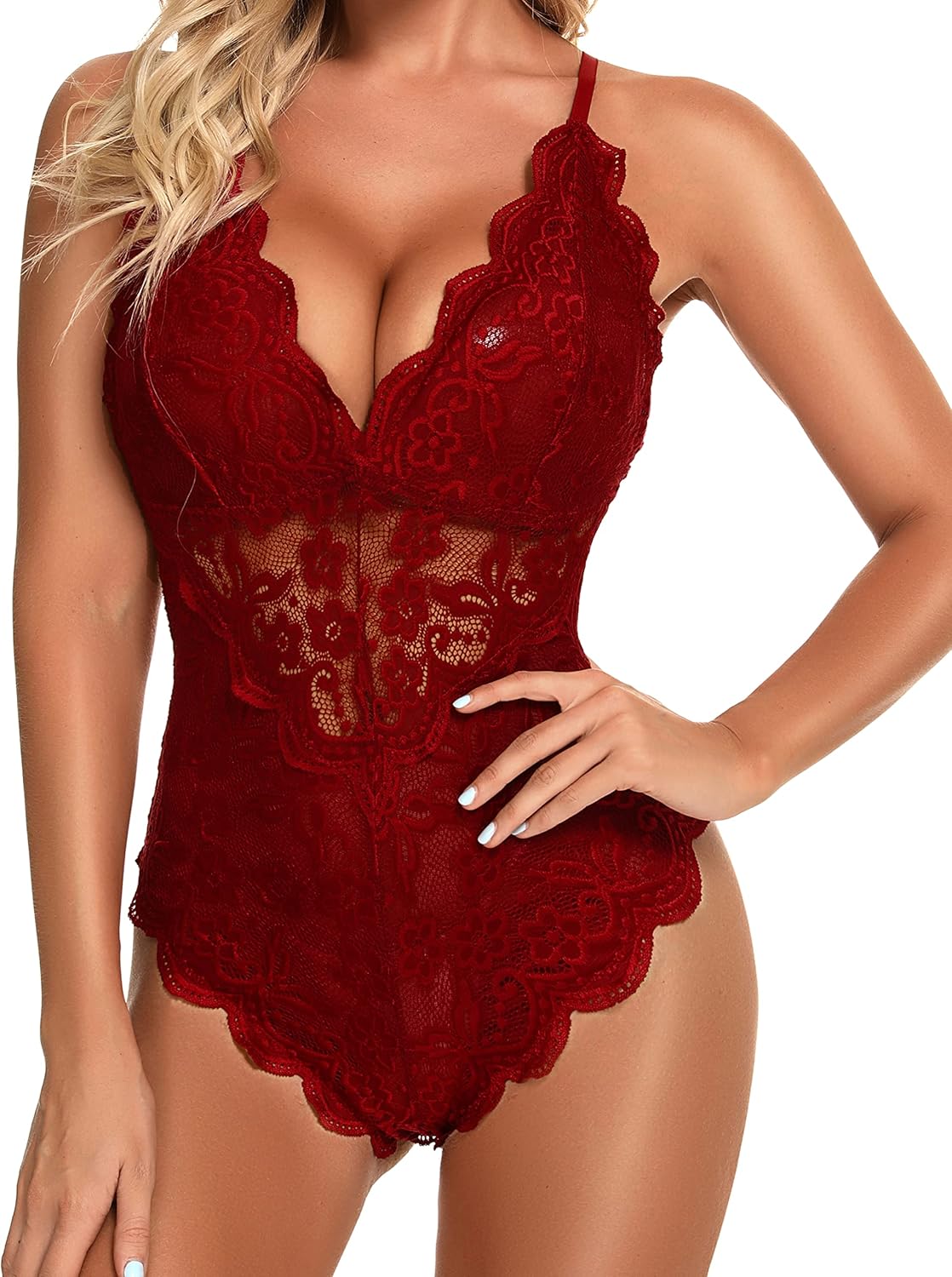 Namifin Sexy Lingerie for Women Lace Teddy Lingerie Snap Crotch Bodysuit - Image 3
