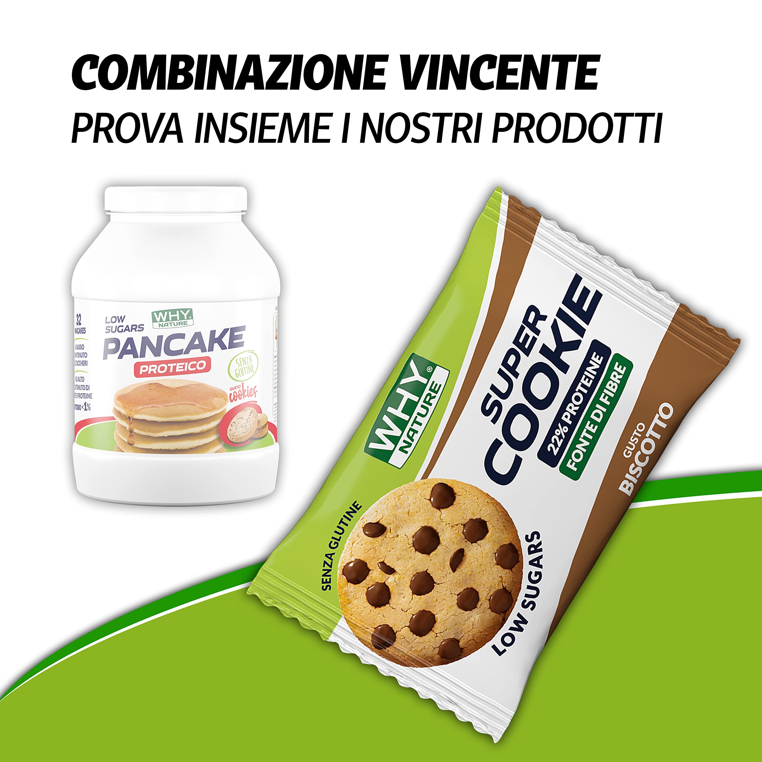 WHY NATURE LOW SUGAR PANCAKE PROTEICO - Pancake Proteici - Preparato Per Pancake Con Farina Di Fiocchi Di Avena - Gusto Cookies - 800 gr