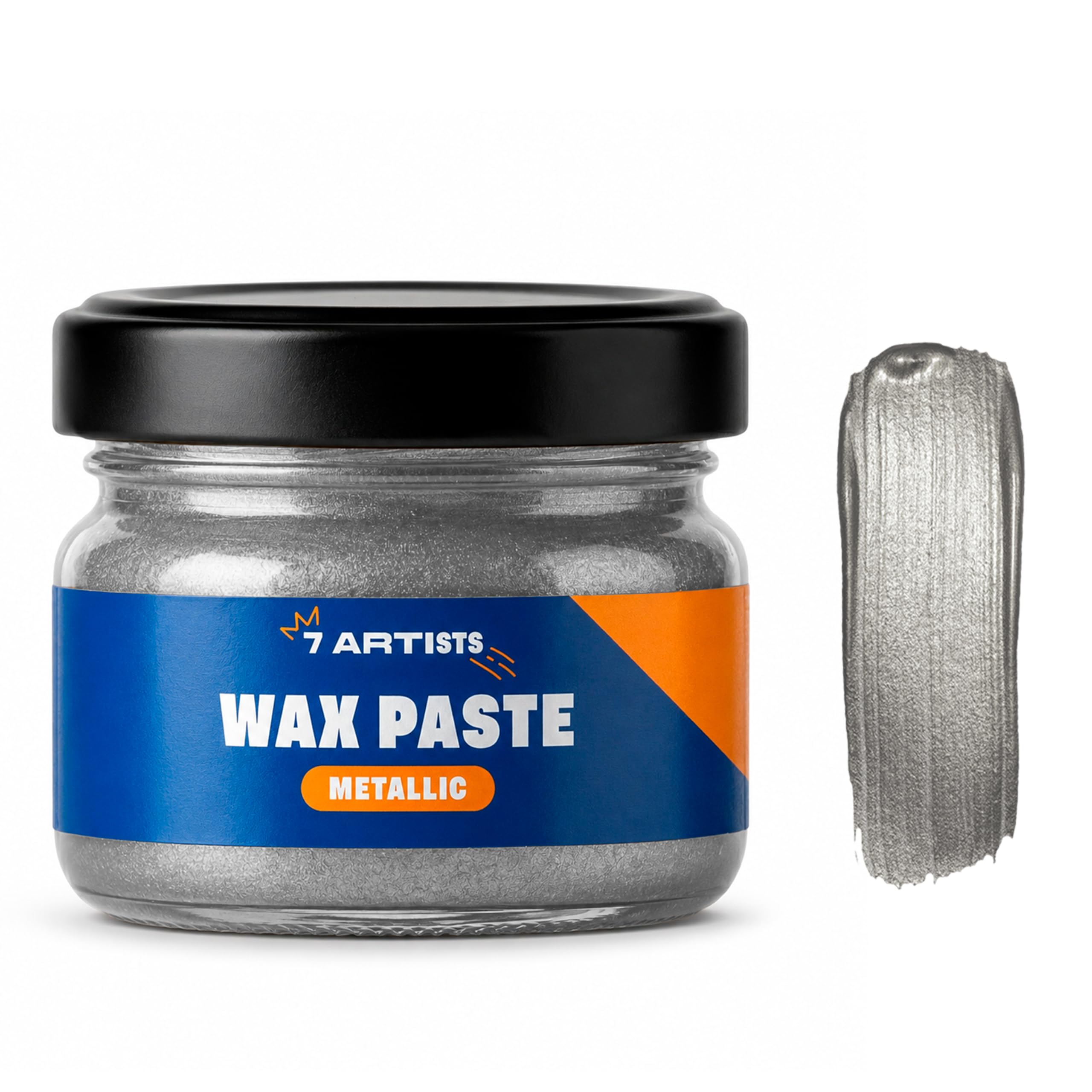 7 Artists Silver Gilding Wax 20 ml – Metallic Paste Wax Silver with Beeswax & Orange Oil | Metallic Shimmer Finish for Furniture, Picture Frames, Wood, Plaster & Terracotta | Antique Gilding Paste
