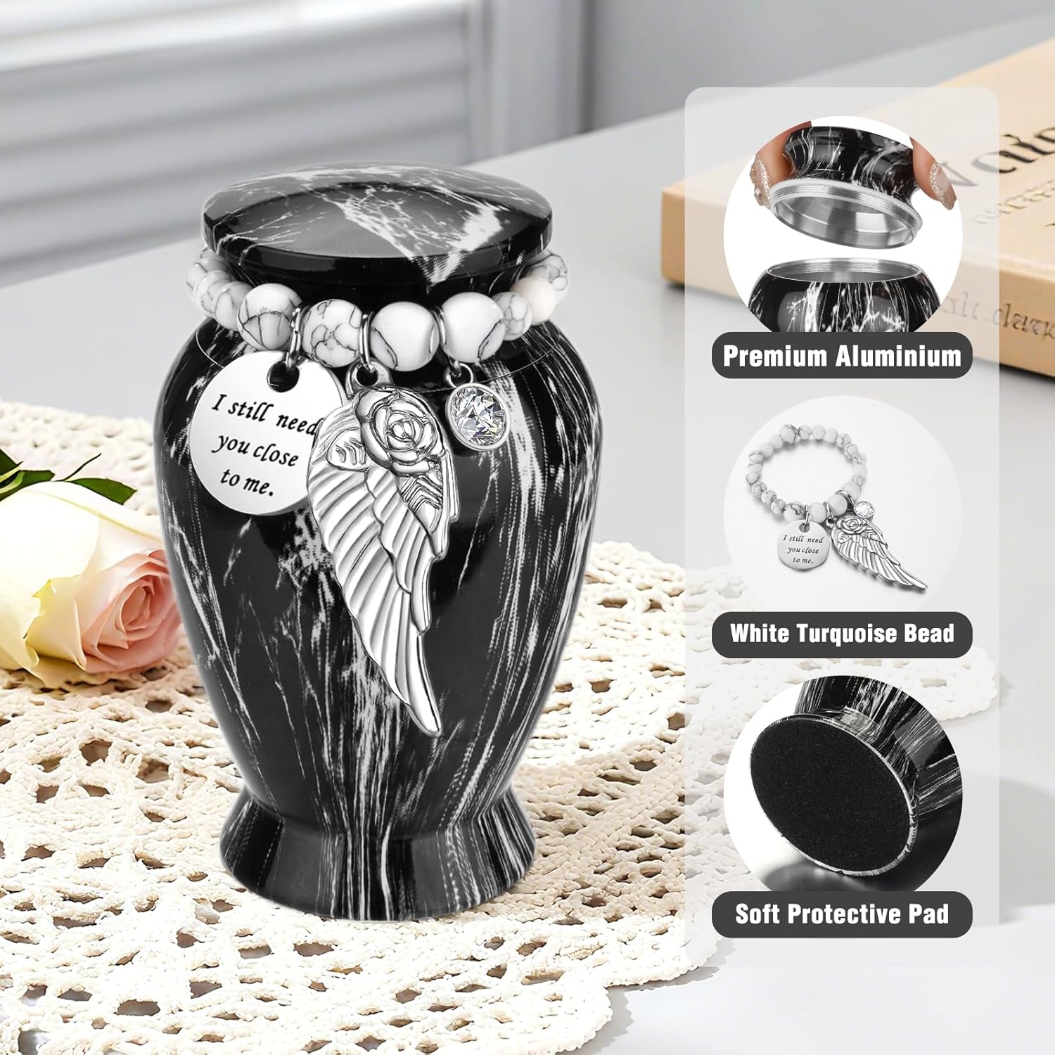 Abooxiu Small Urns for Human Ashes Keepsake 2.85 Inches Mini Urns for Ashes Memorial Small Cremation Urn Ash Keepsake Urns Mini Funeral Burial Decorative Urn for Adult Males Females Pets - Image 3