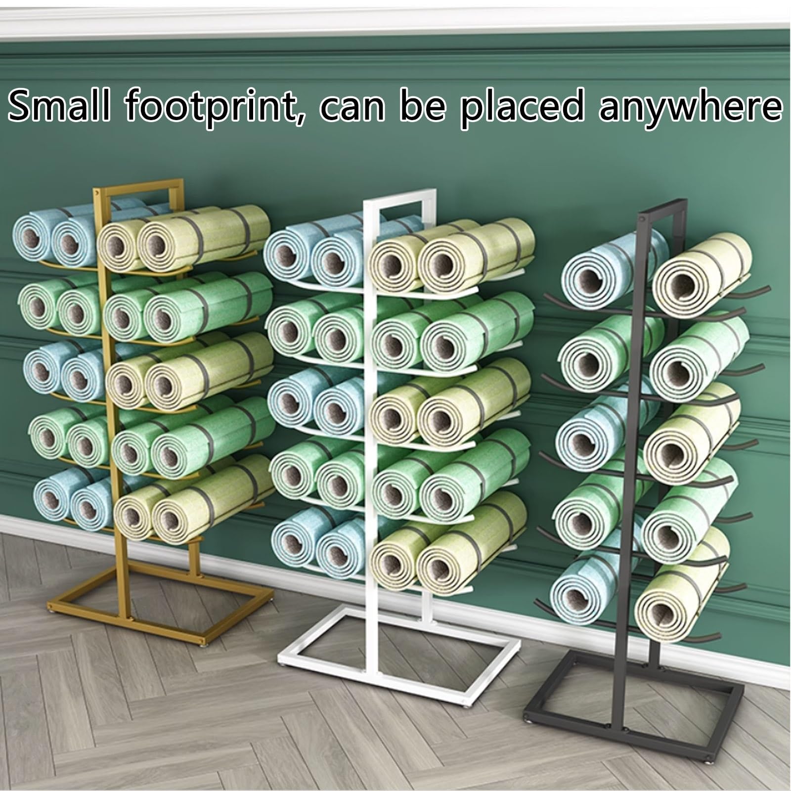 Soporte metálico para Esterilla de Yoga de pie, Estante de Almacenamiento de 5 Capas de Doble Cara, Estante de Almacenamiento metálico de 5 Niveles para Esterilla de Fitness, Estante de Yoga