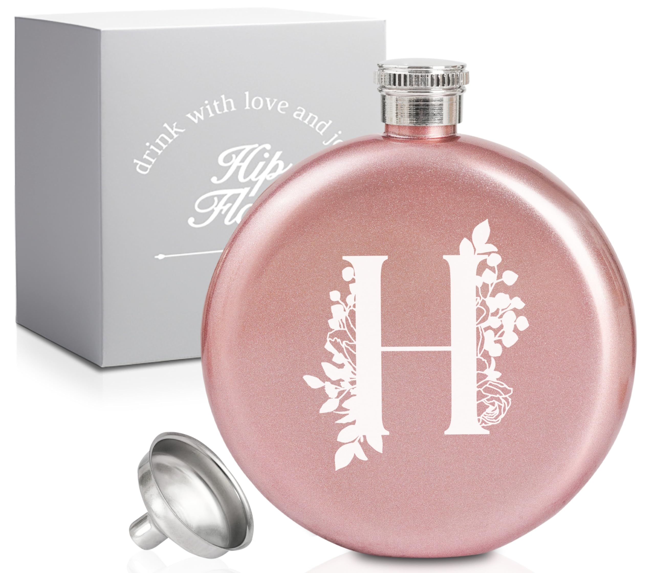 Flasque personnalisée femme en or rose, le cadeau d'anniversaire idéal
