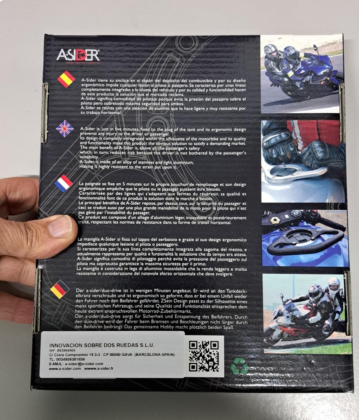 A-Sider Asidero de agarre de depósito Negro A-SIDER para pasajero Modelos Suzuki